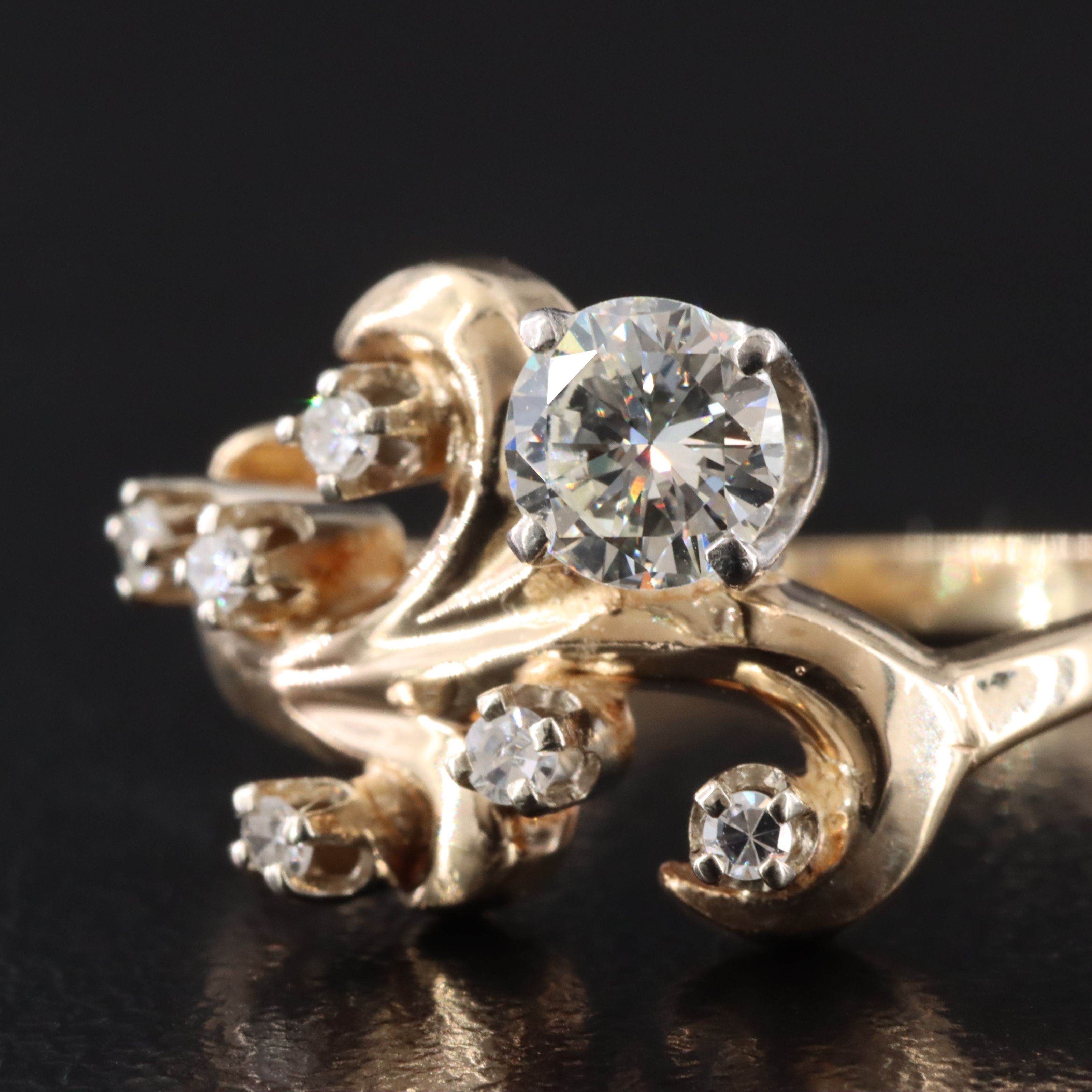 14K 0.54 CTW Diamond Scrollwork Ring with Palladium Accent