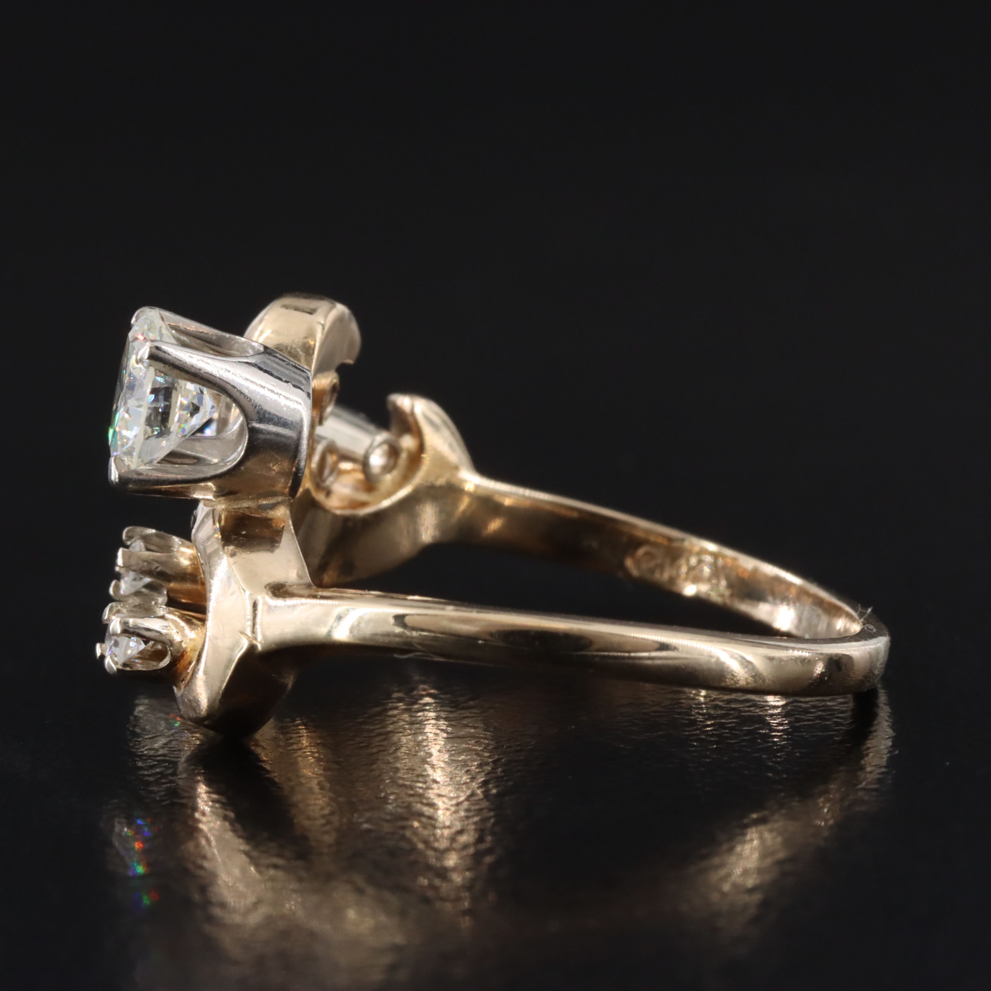 14K 0.54 CTW Diamond Scrollwork Ring with Palladium Accent