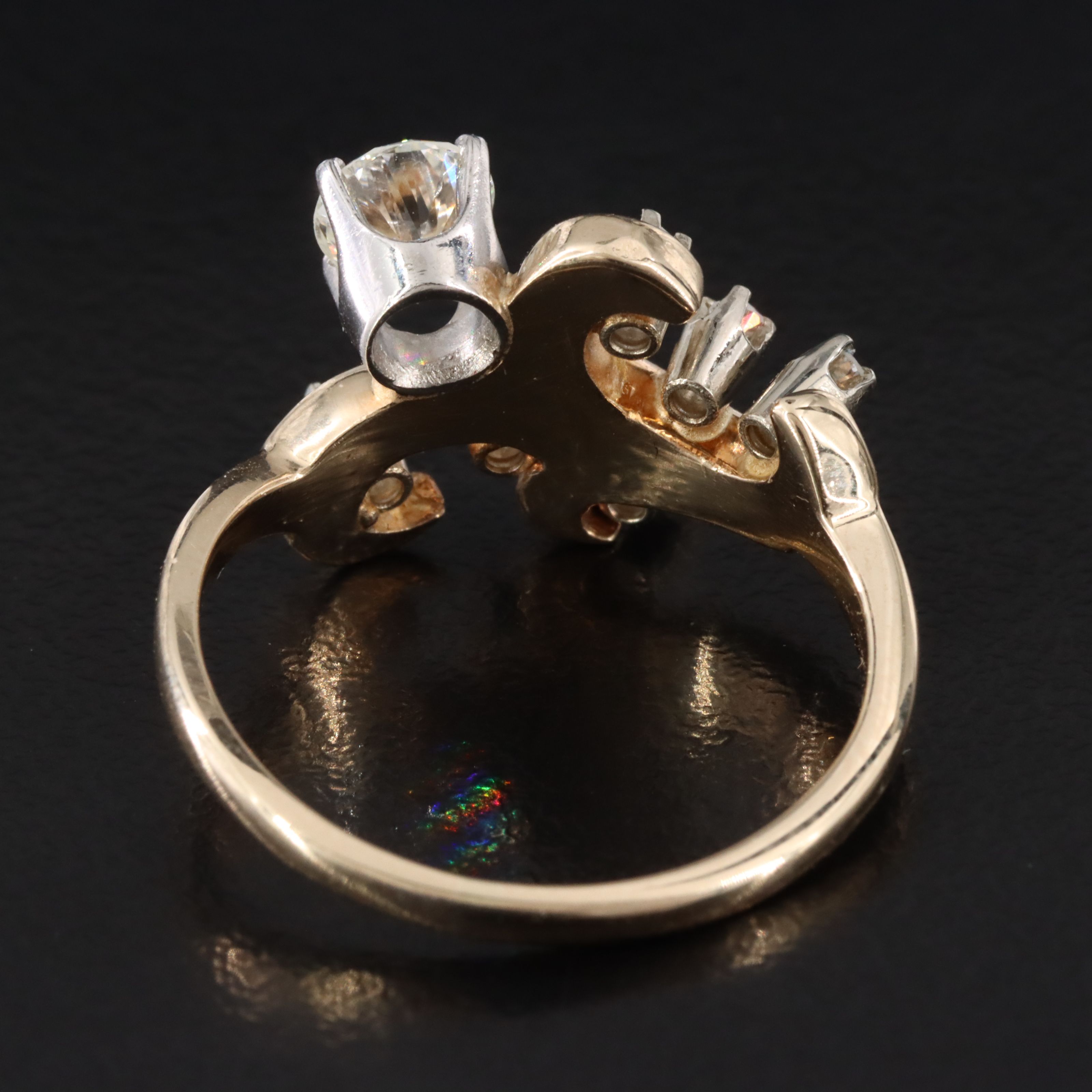 14K 0.54 CTW Diamond Scrollwork Ring with Palladium Accent