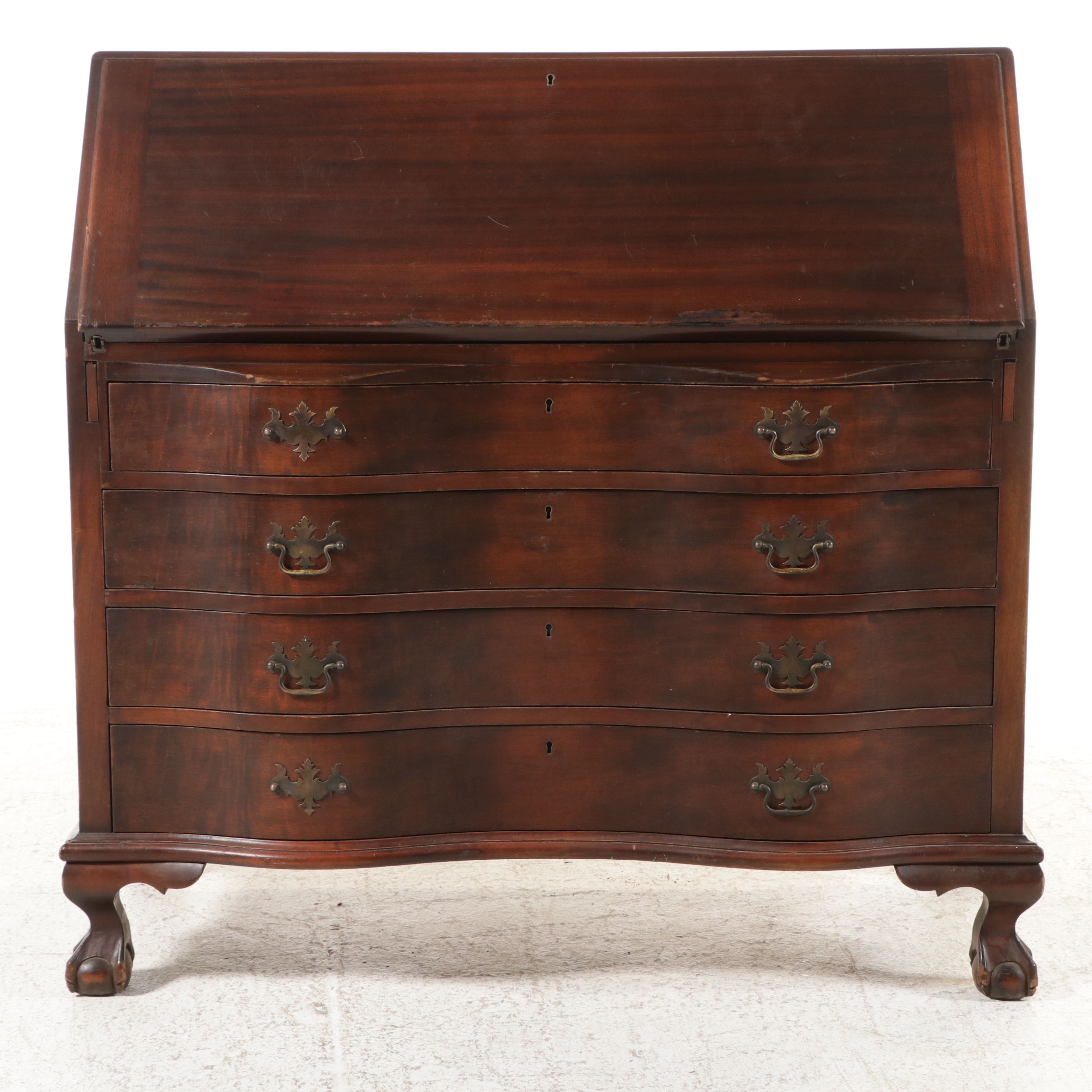 Federal Style Mahogany Serpentine Slant-Front Desk