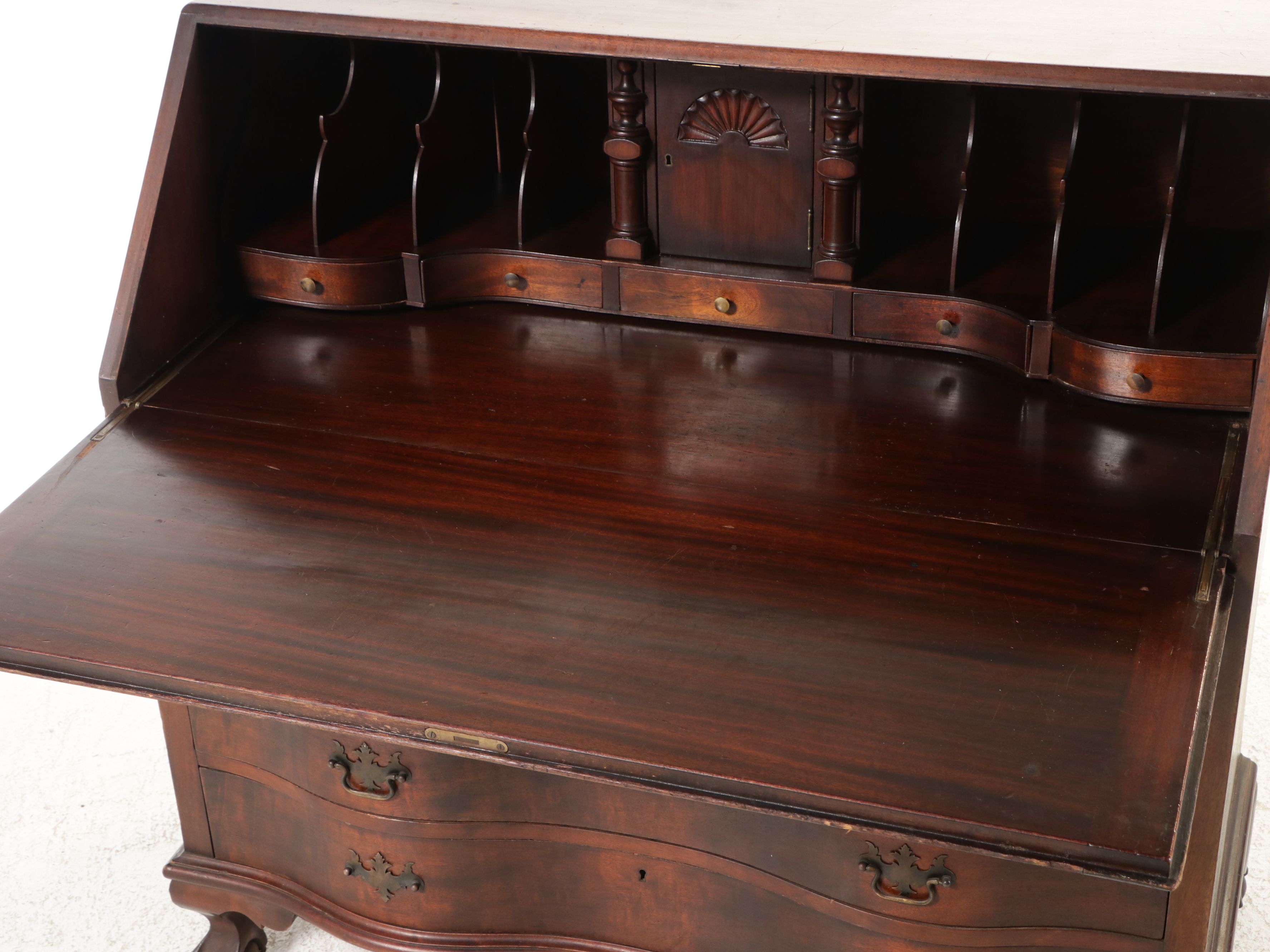 Federal Style Mahogany Serpentine Slant-Front Desk