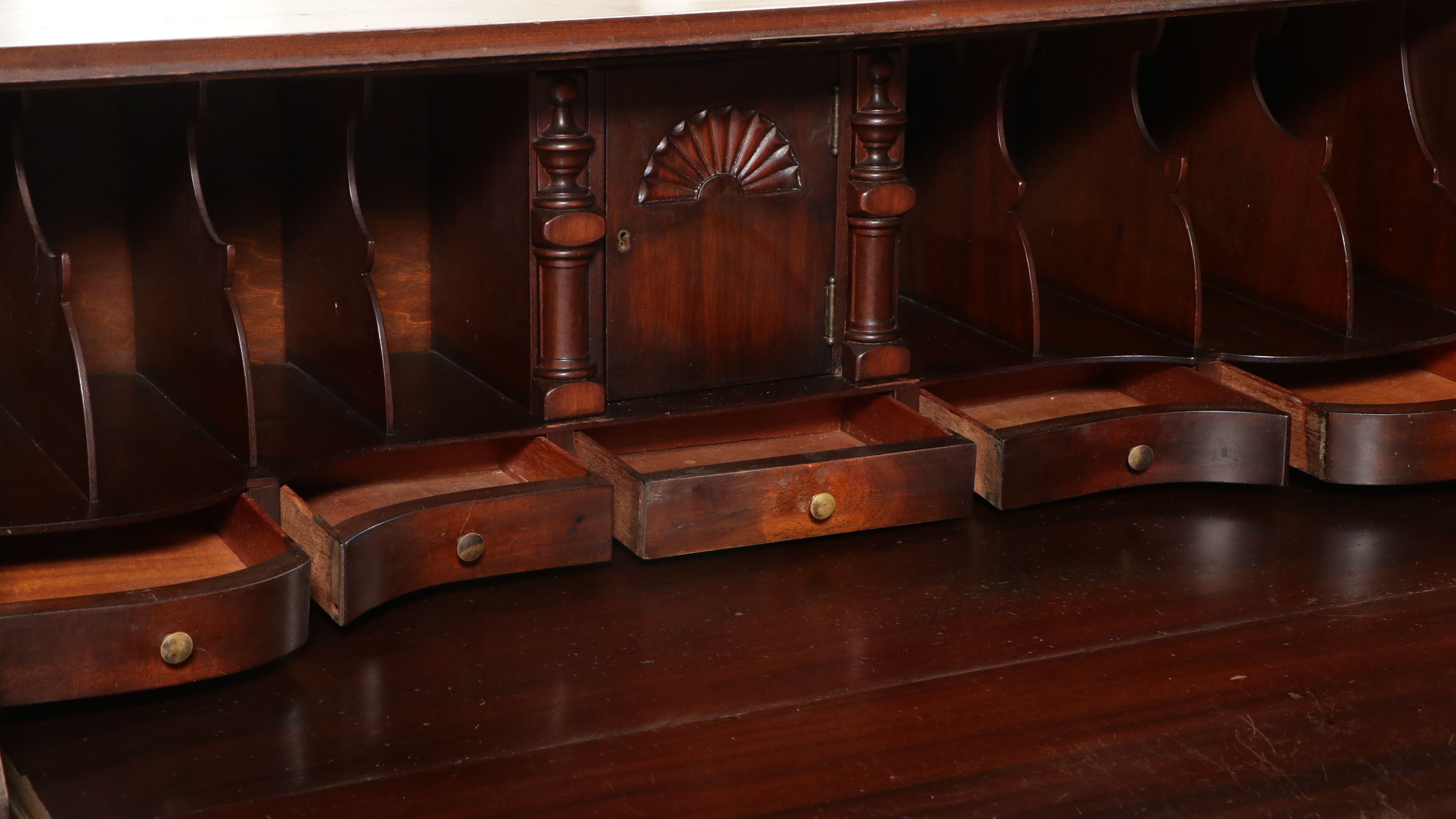Federal Style Mahogany Serpentine Slant-Front Desk