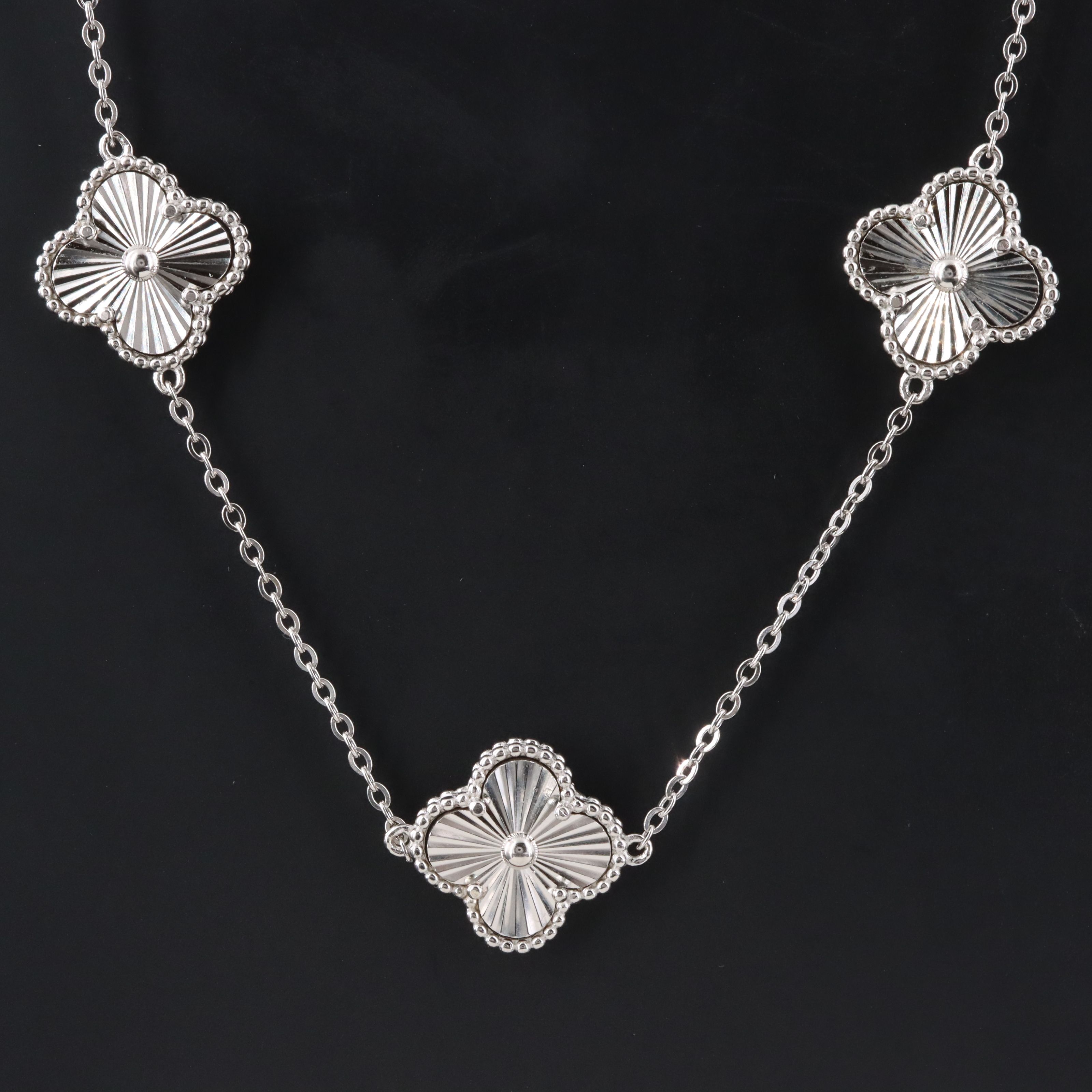 Sterling Quatrefoil Station Necklace