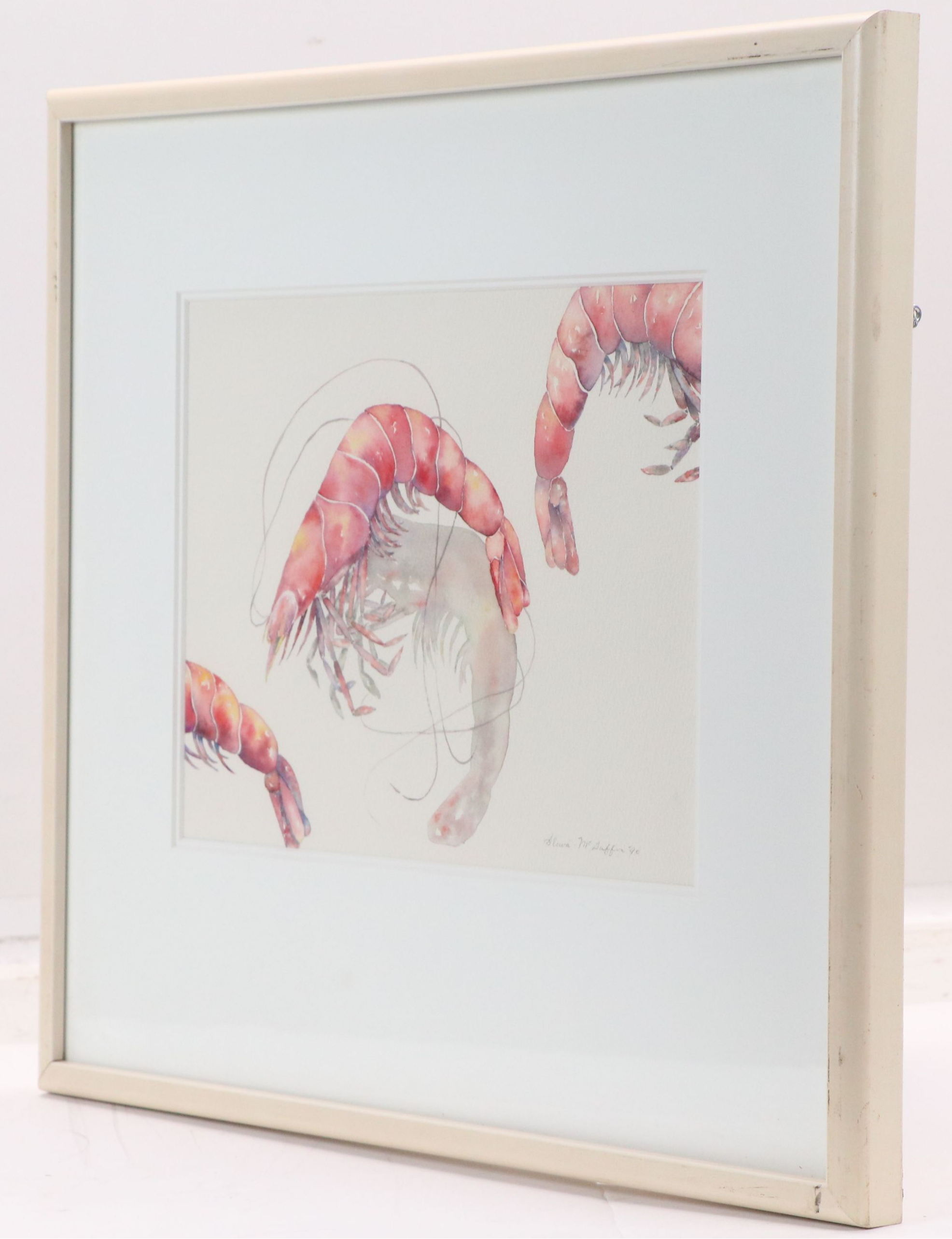 McGuffin Watercolor Painting of Shrimp, 1990