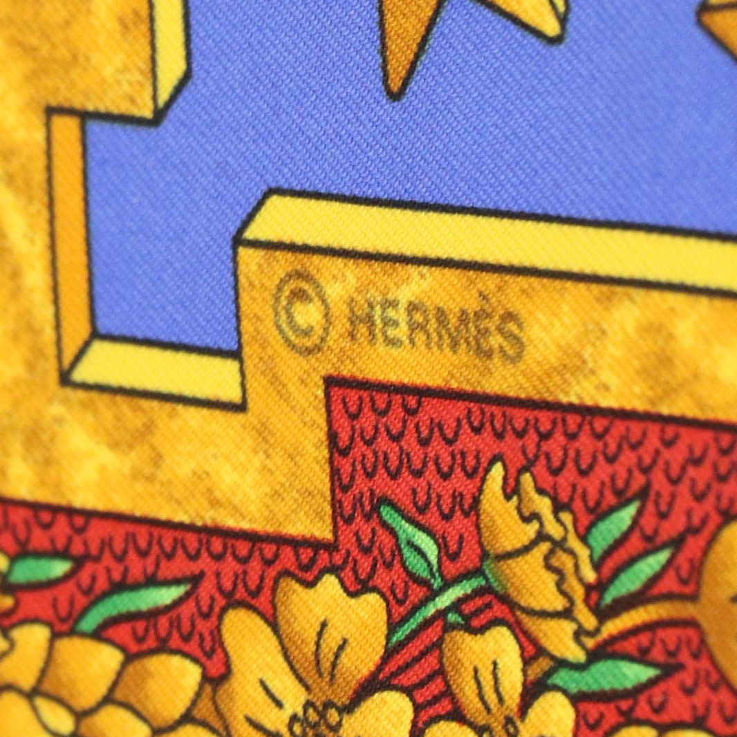 Hermès "Carpe Diem" Multicolored Silk Twill Scarf 90