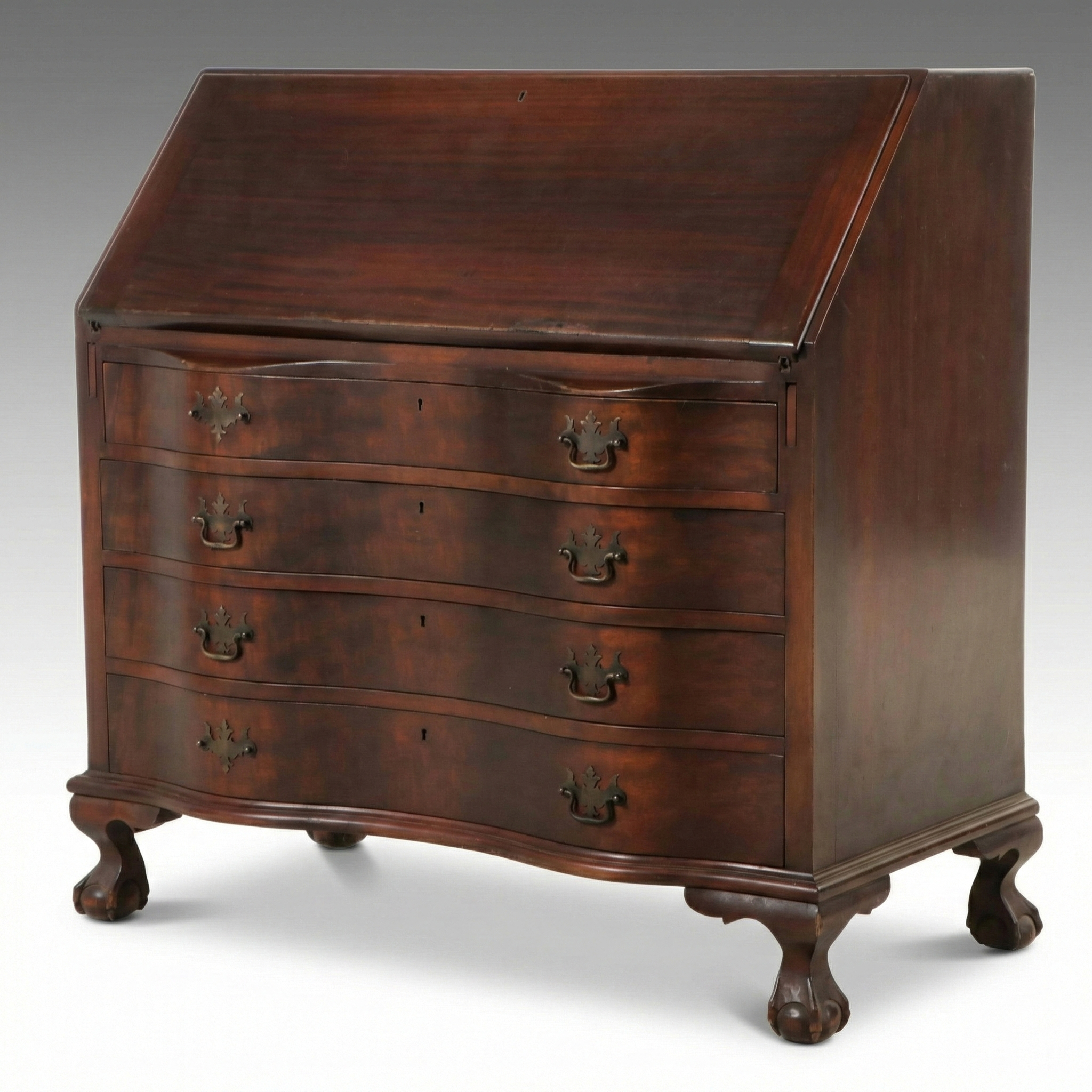 Federal Style Mahogany Serpentine Slant-Front Desk