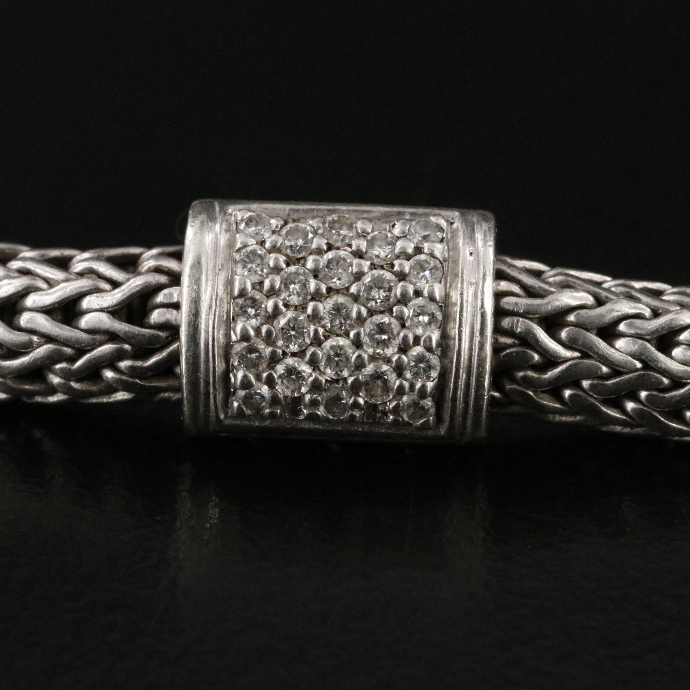 John Hardy Classic Chain Sterling and 0.63 CTW Diamond Station Bracelet