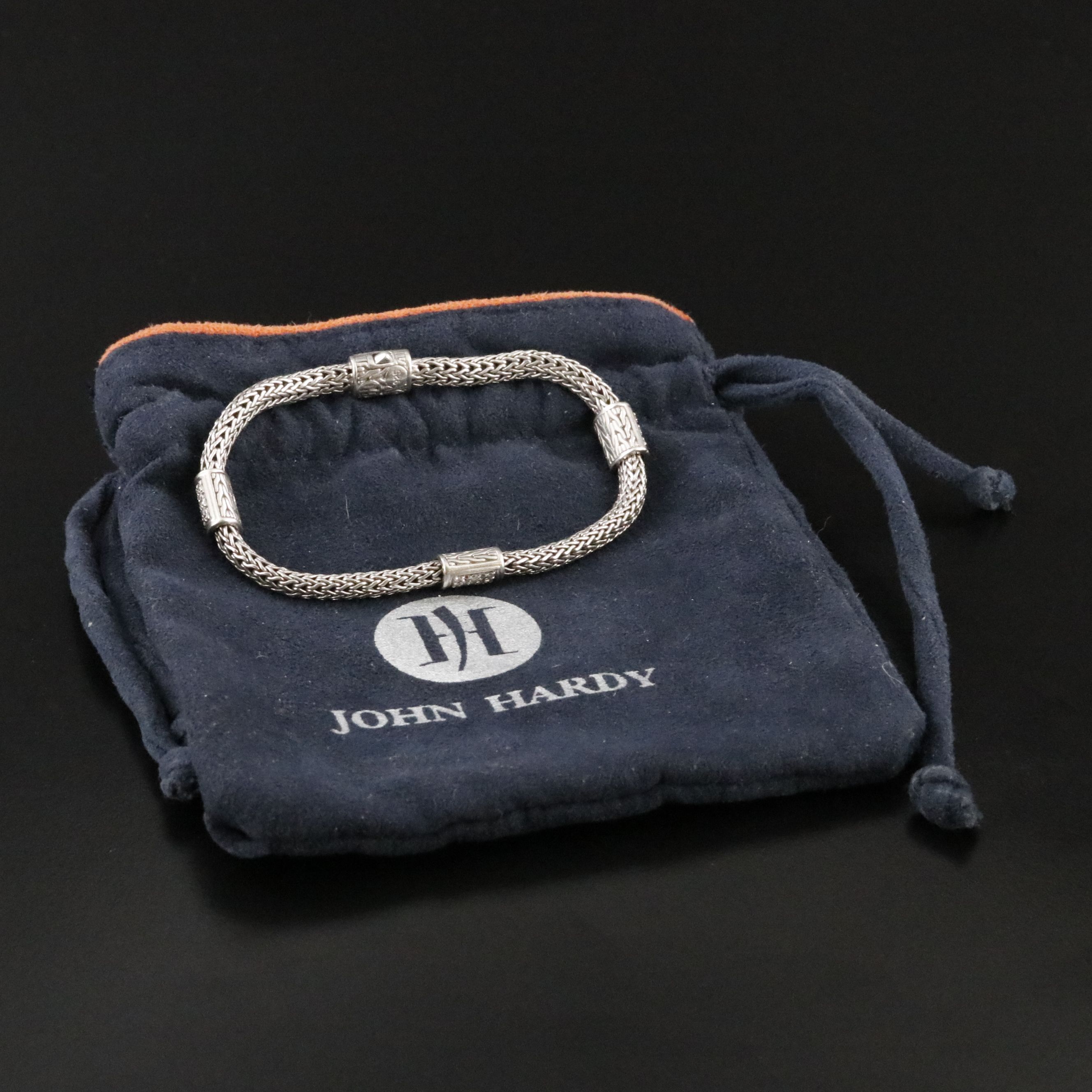 John Hardy Classic Chain Sterling and 0.63 CTW Diamond Station Bracelet