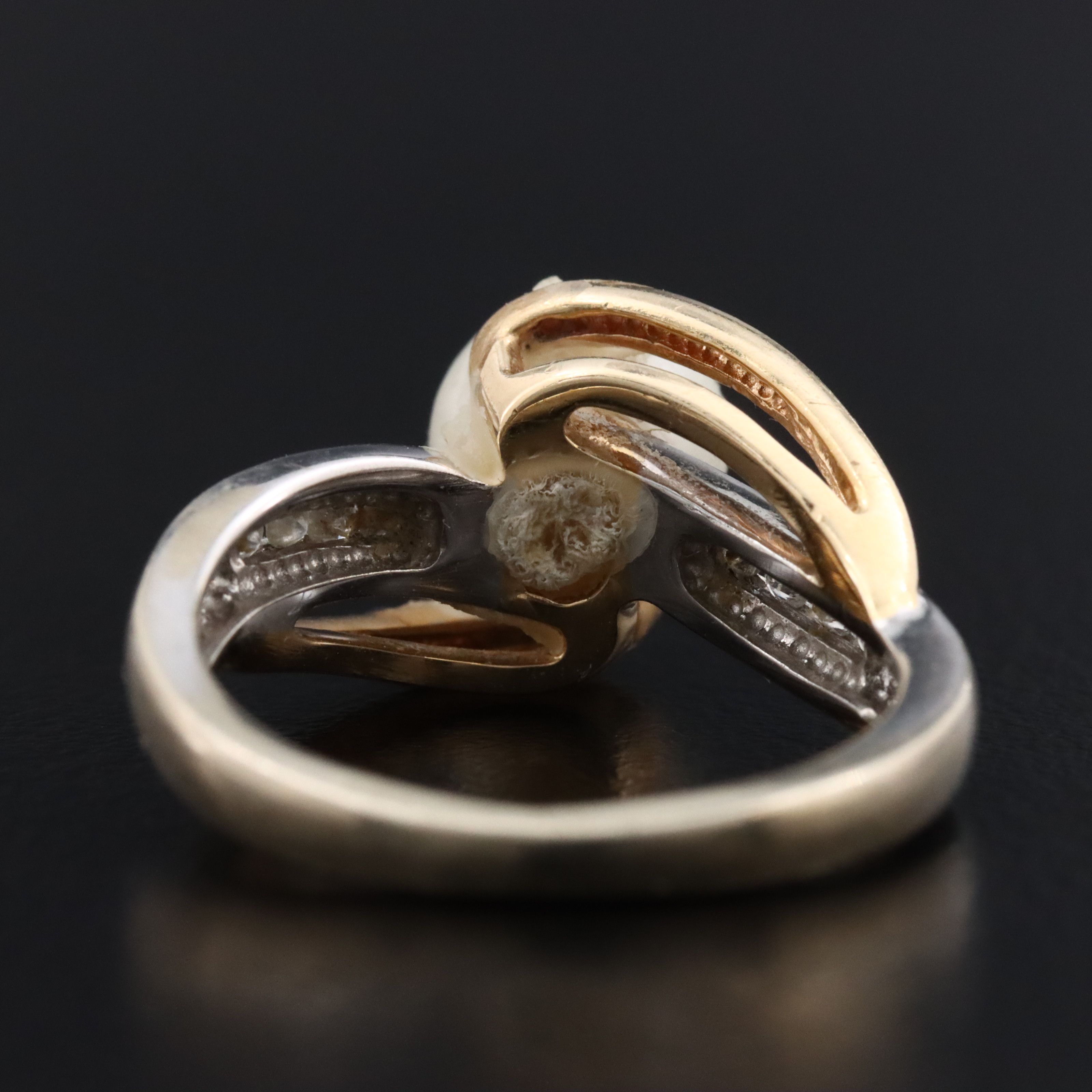 14K Pearl and Diamond Ring