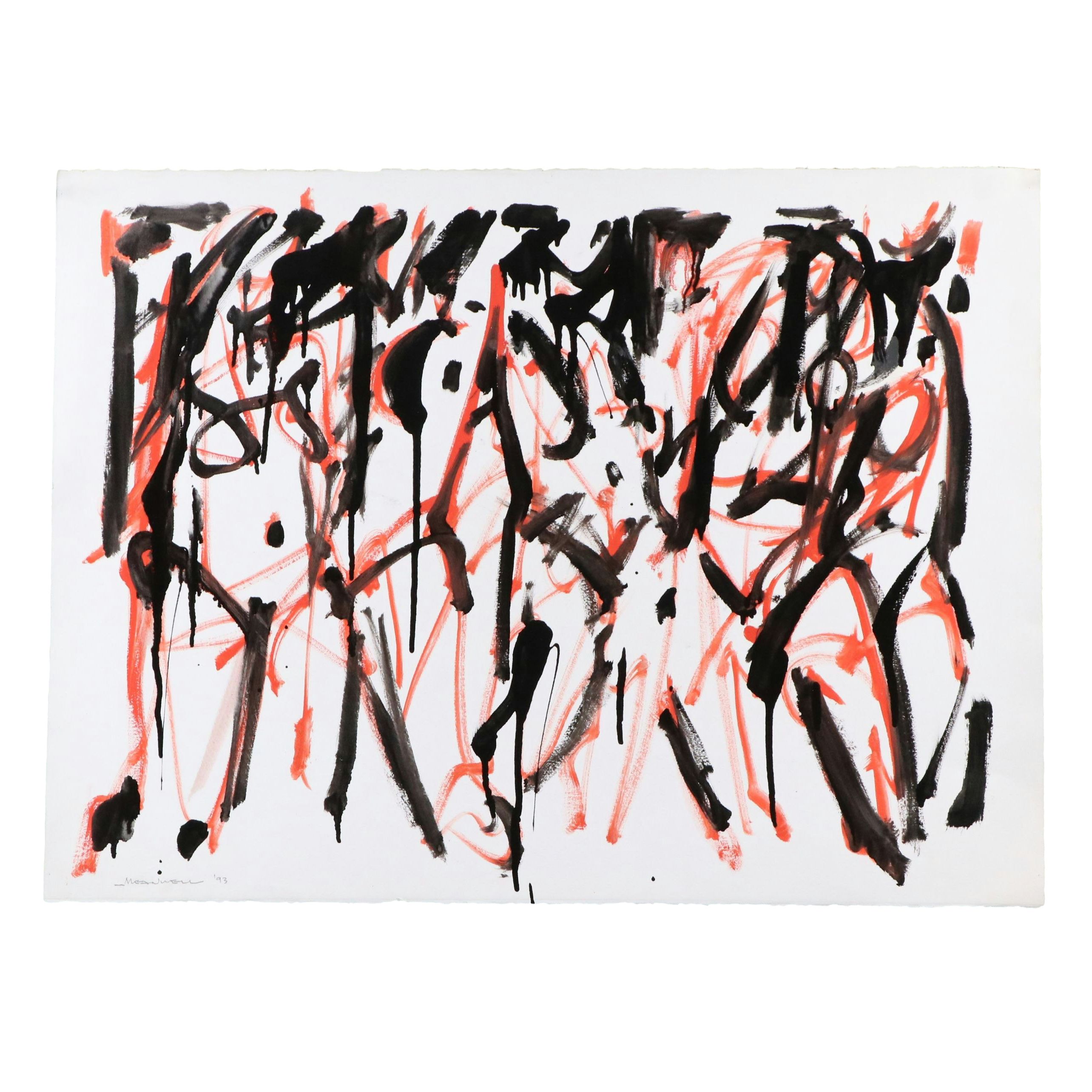 Jack Meanwell Acrylic Painting: Abstract Expressionist, 1993