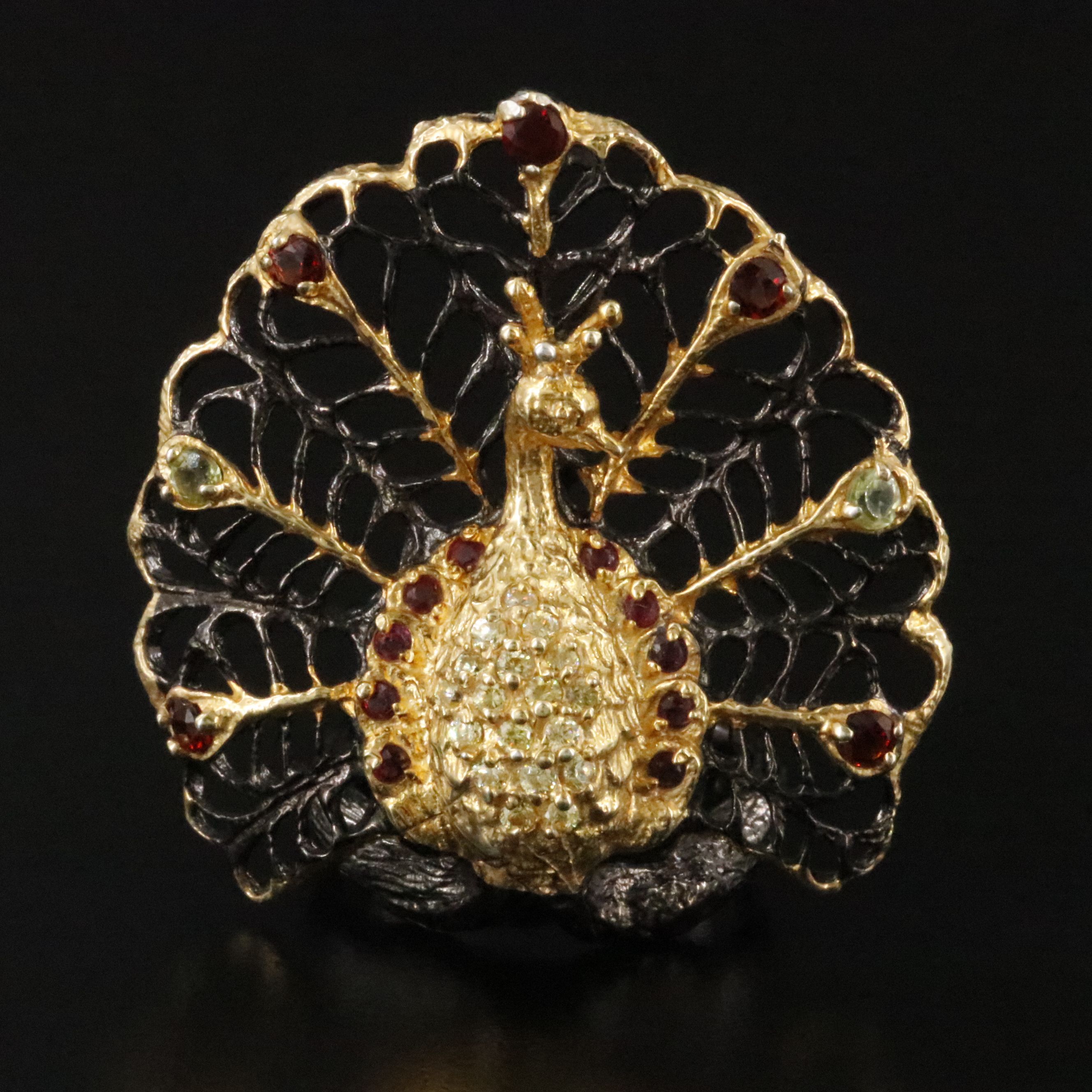 Sterling Sapphire Peacock Ring