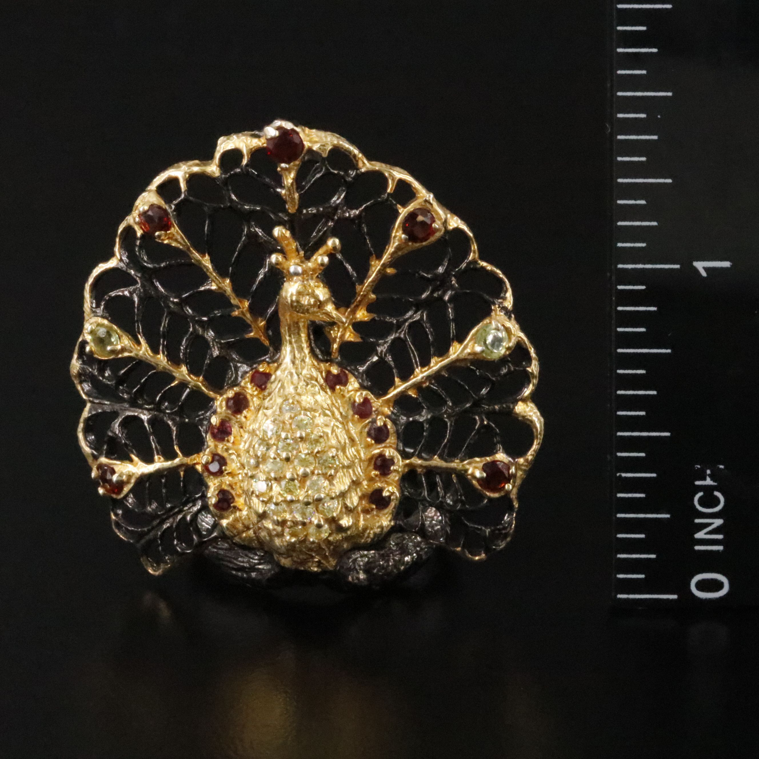 Sterling Sapphire Peacock Ring