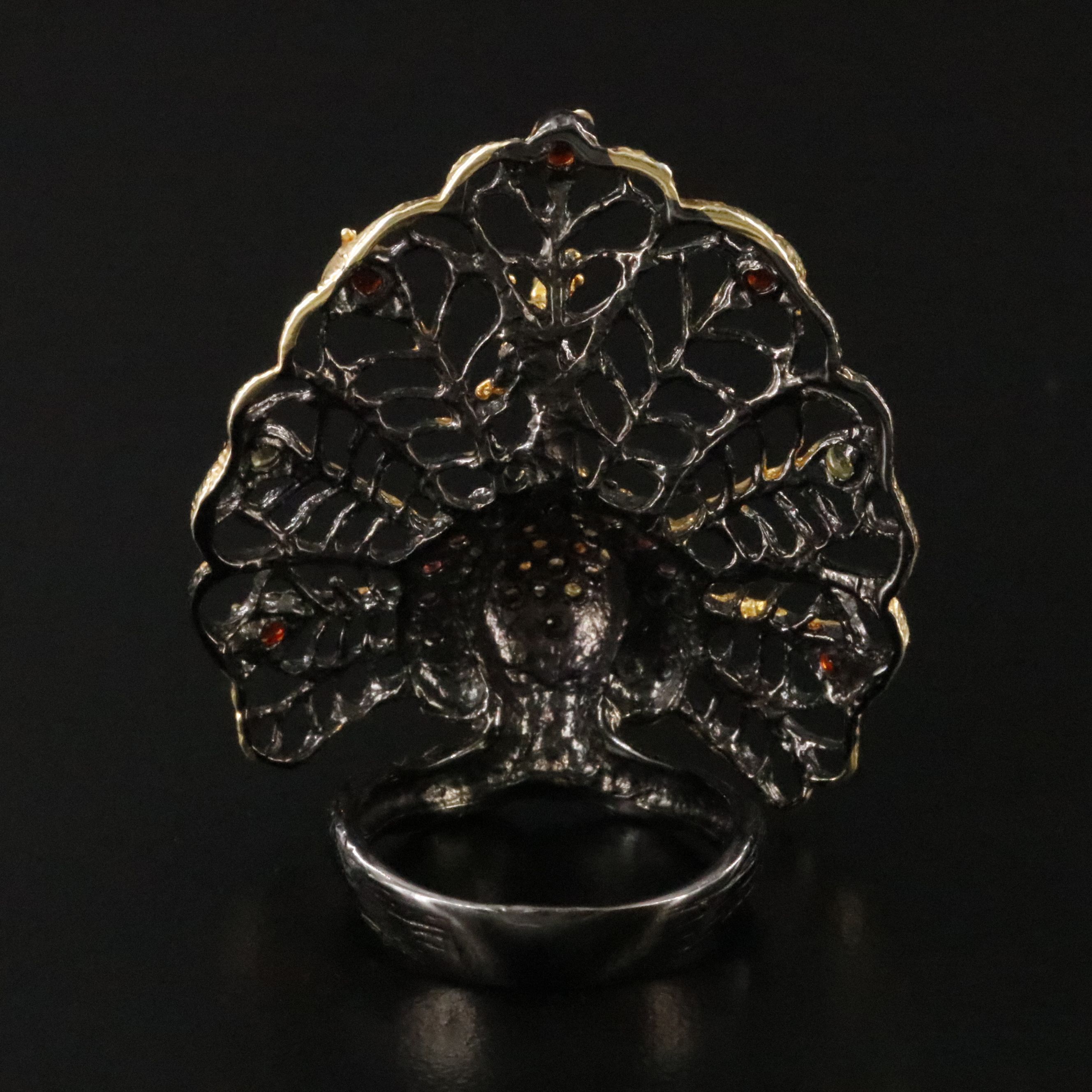 Sterling Sapphire Peacock Ring