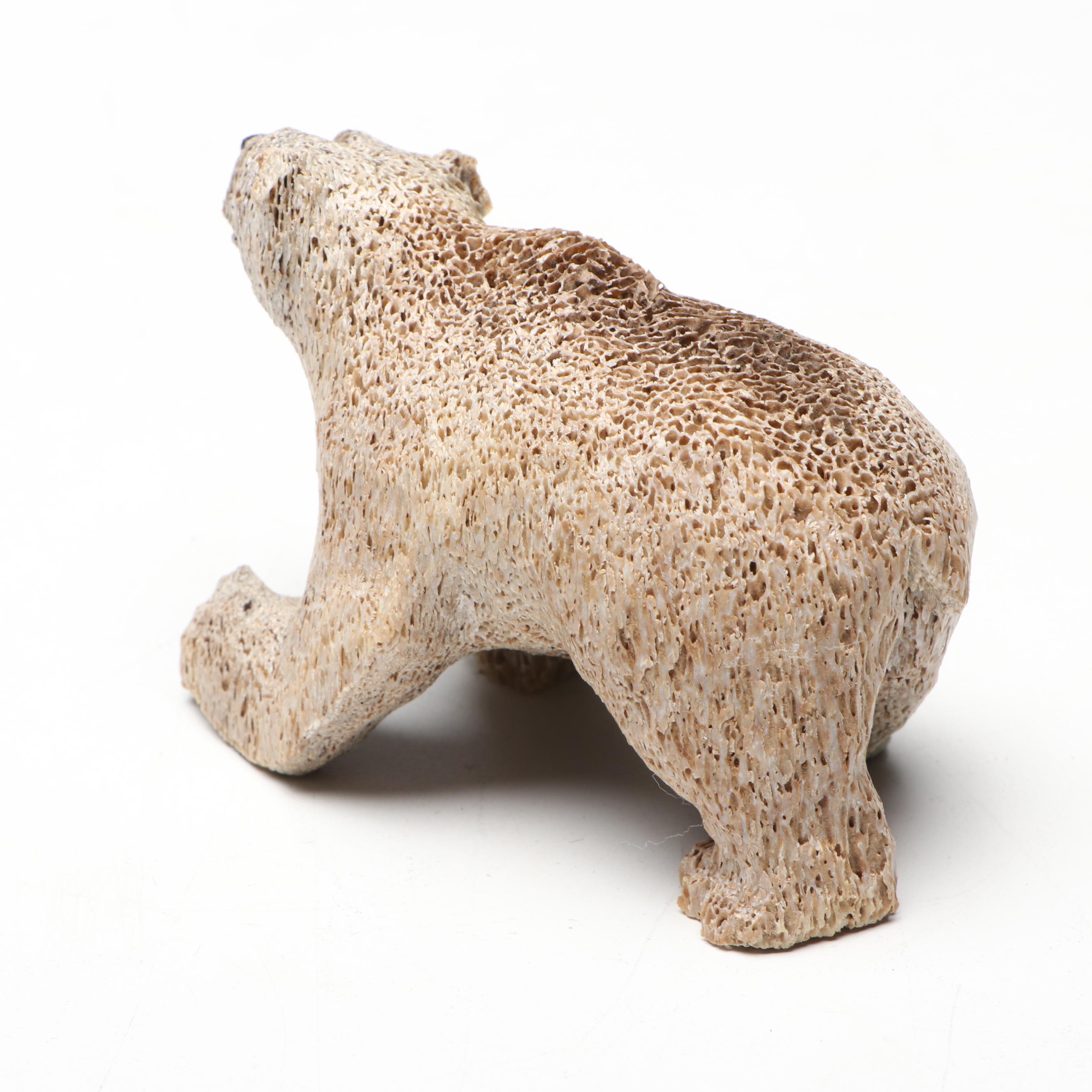 John Chuck Alaskan Yupik Handcrafted Fossil Whale Bone Bear