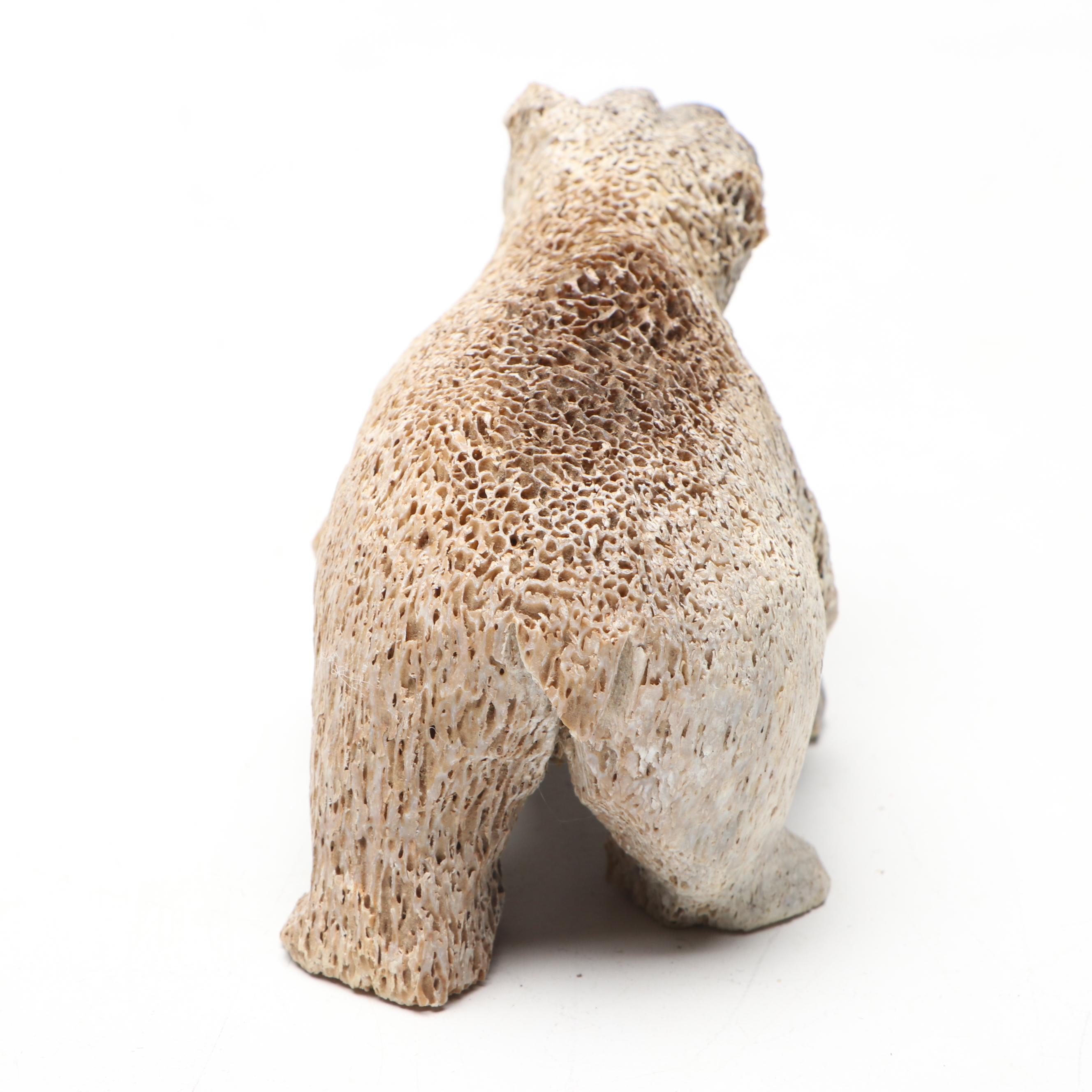 John Chuck Alaskan Yupik Handcrafted Fossil Whale Bone Bear