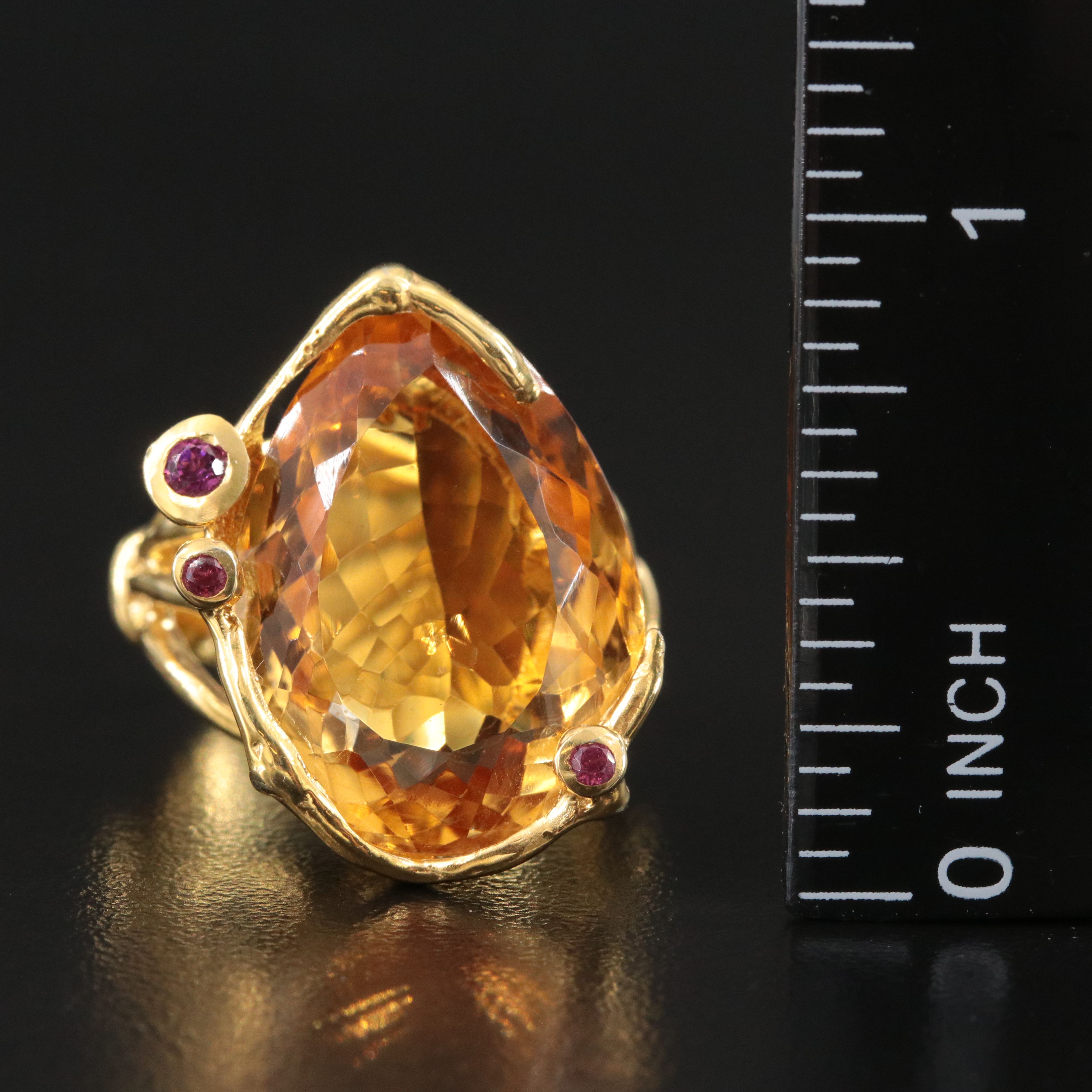 Sterling Citrine and Rhodolite Garnet Ring