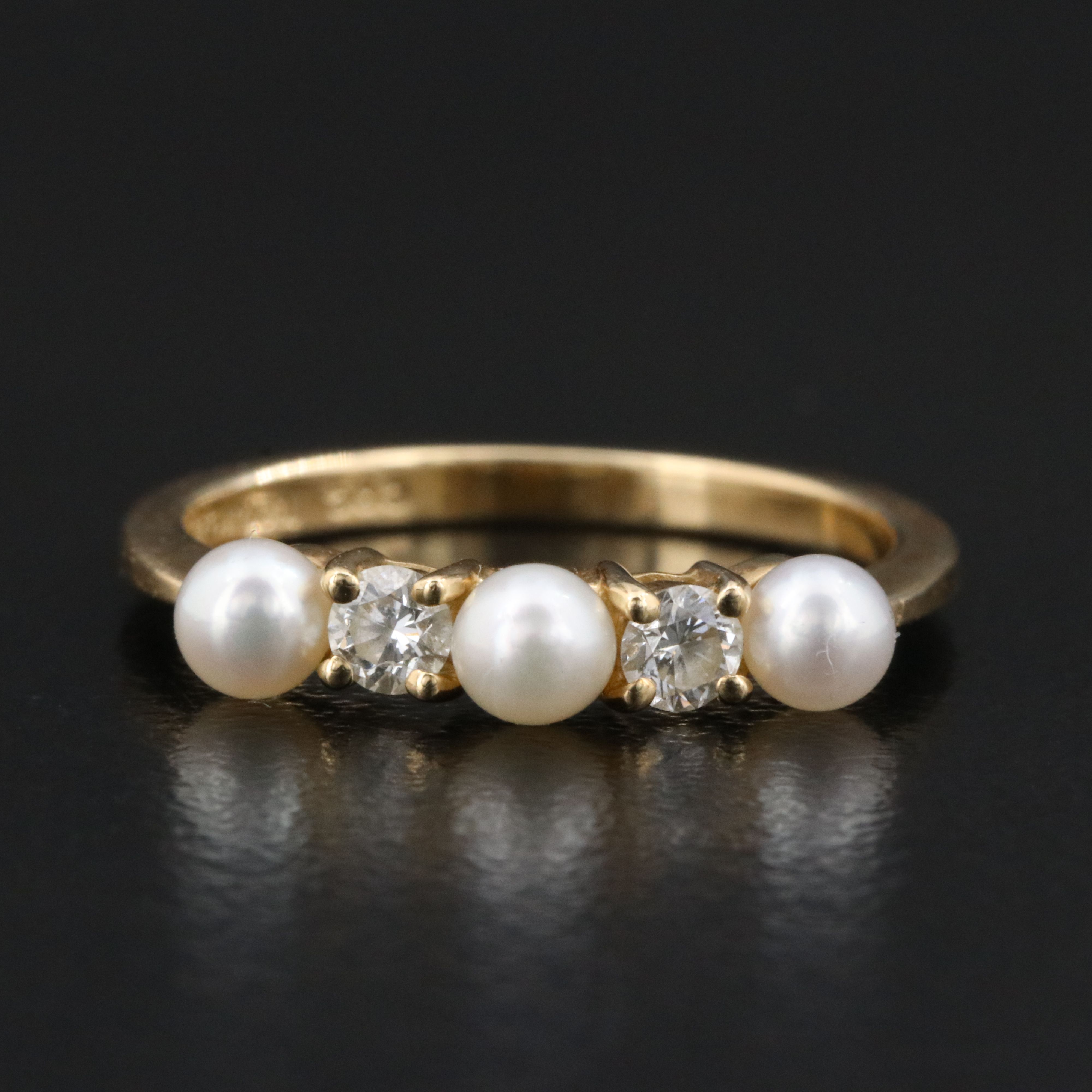 Tiffany & Co. 14K Pearl and Diamond Stackable Ring