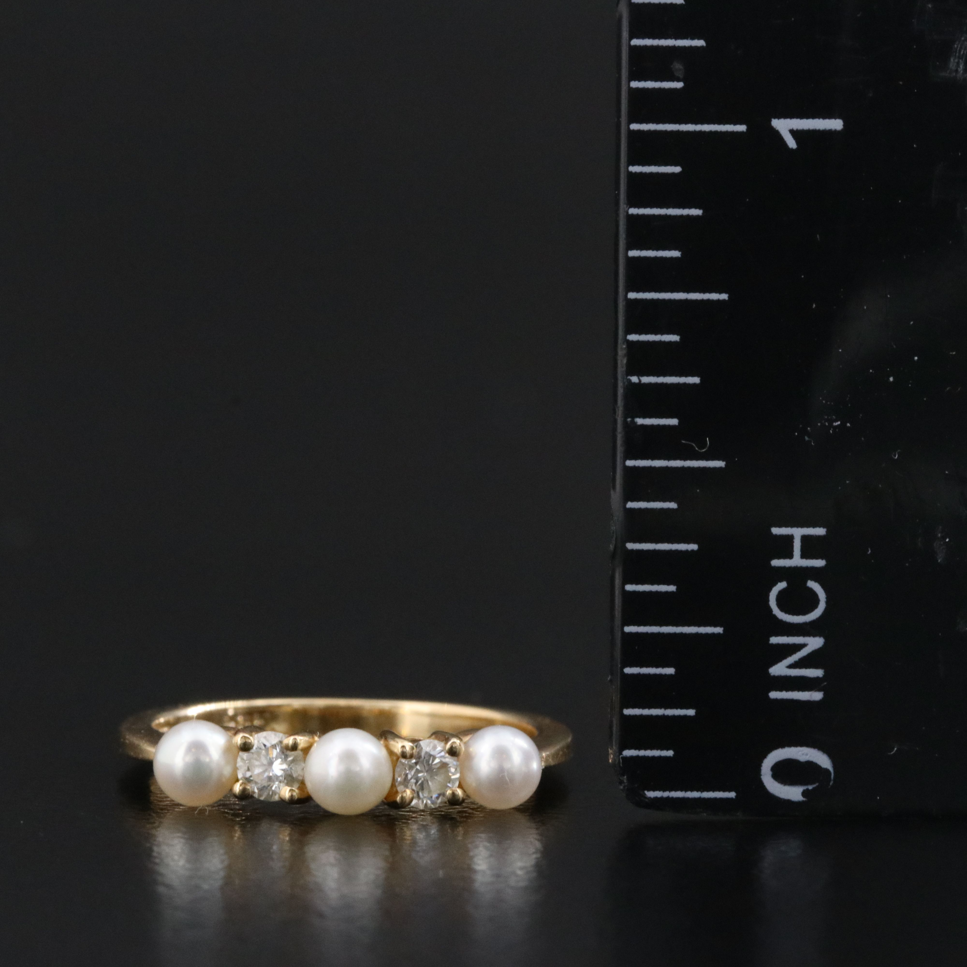 Tiffany & Co. 14K Pearl and Diamond Stackable Ring