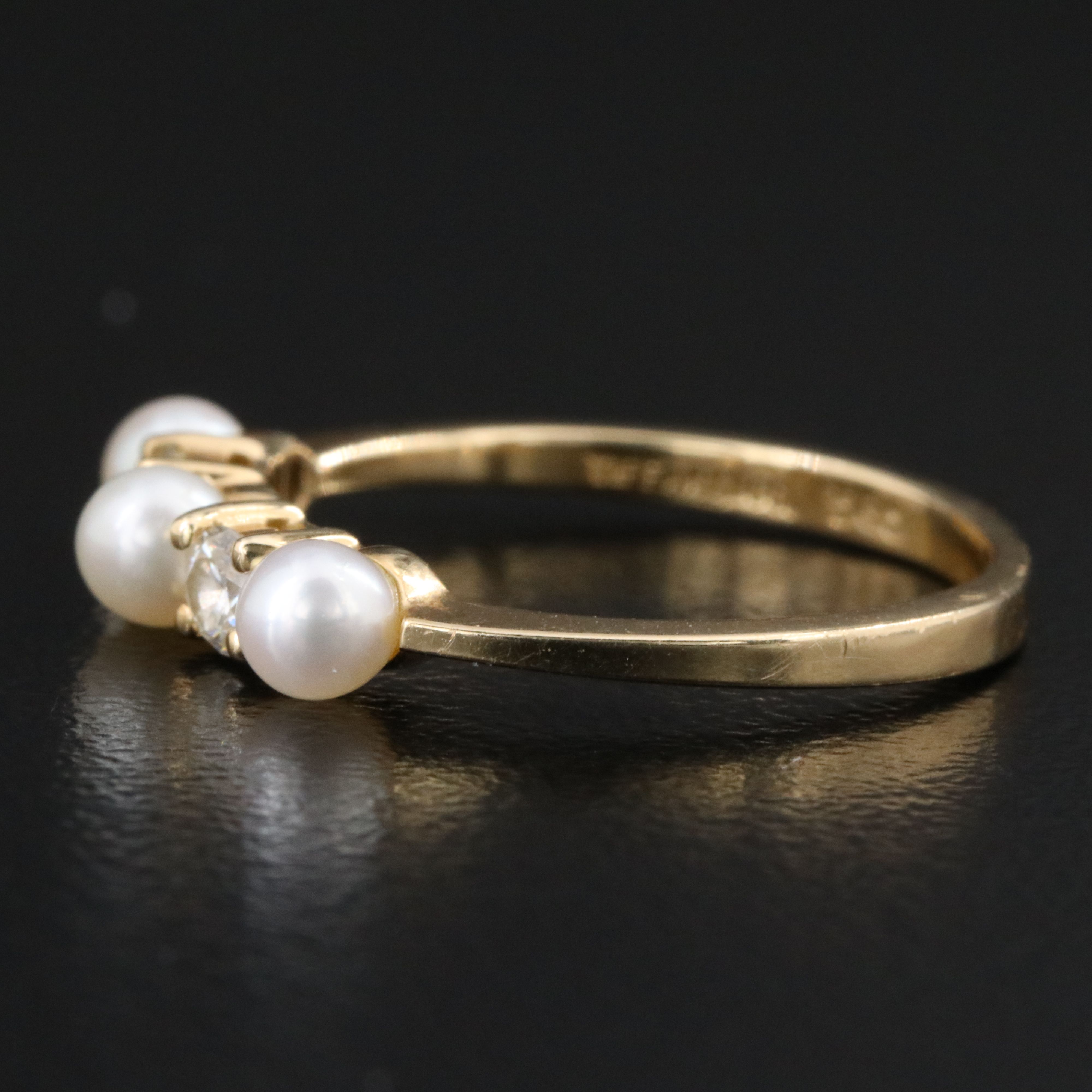 Tiffany & Co. 14K Pearl and Diamond Stackable Ring