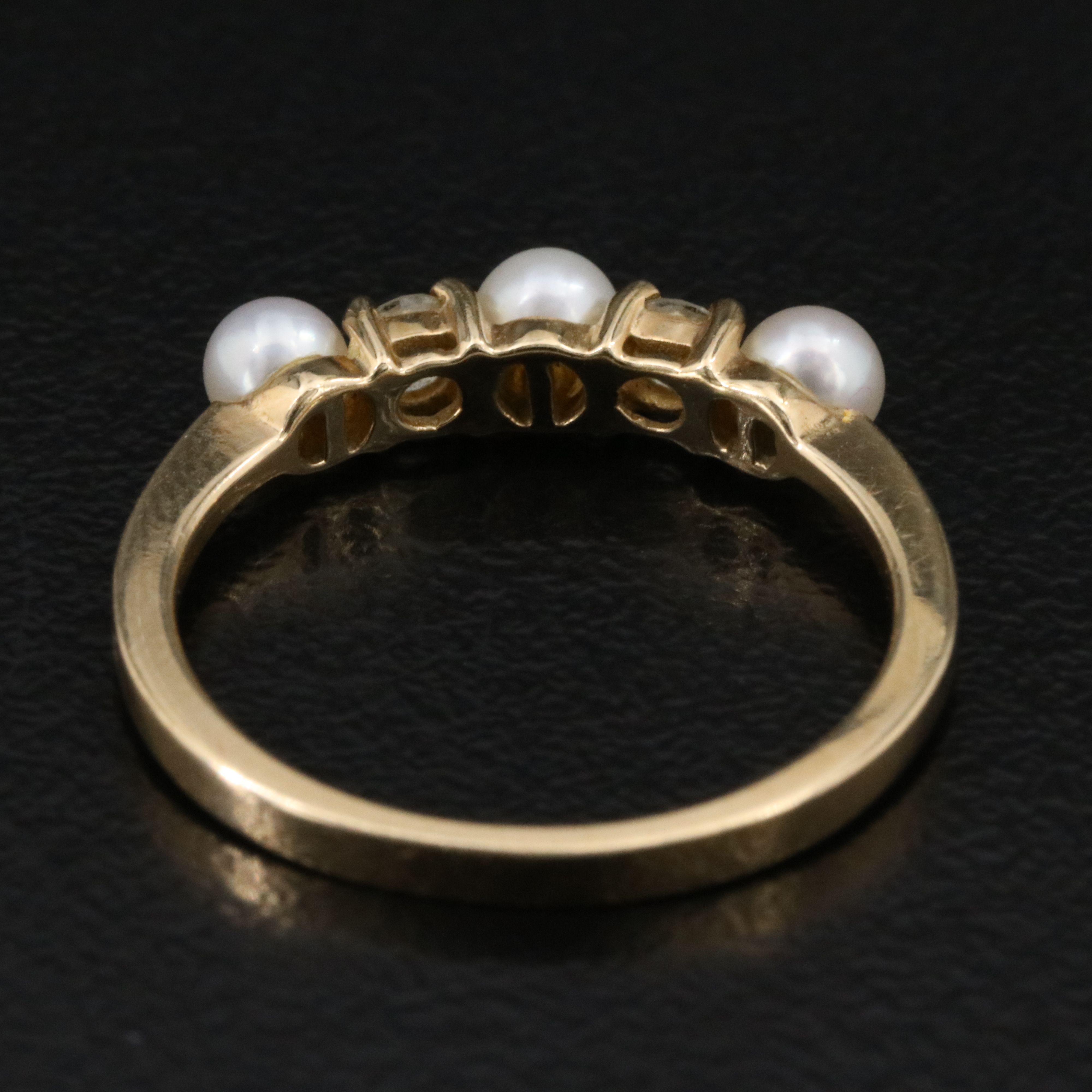 Tiffany & Co. 14K Pearl and Diamond Stackable Ring