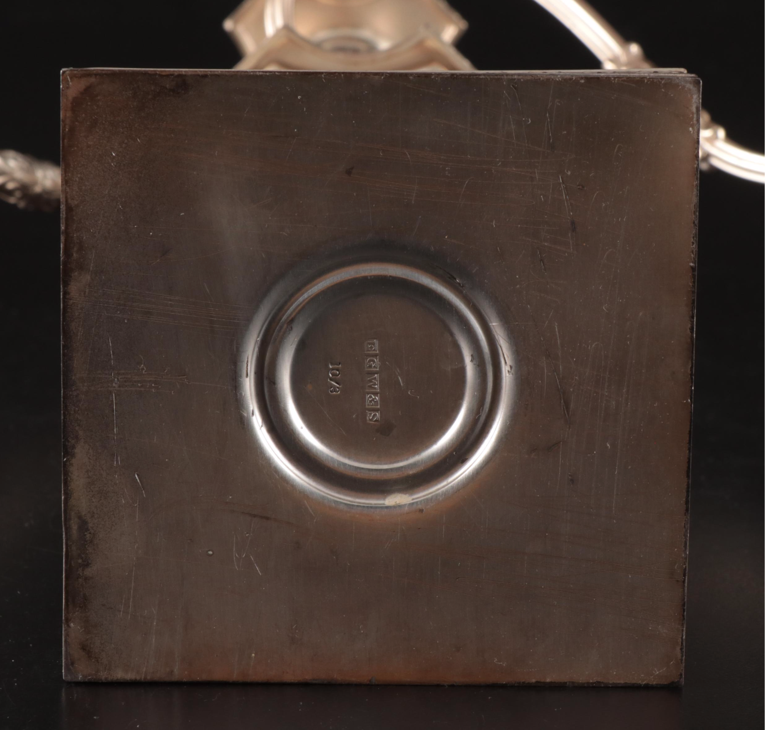 E.G. Webster & Son Lacquered Silver Plate Candelabra Pair