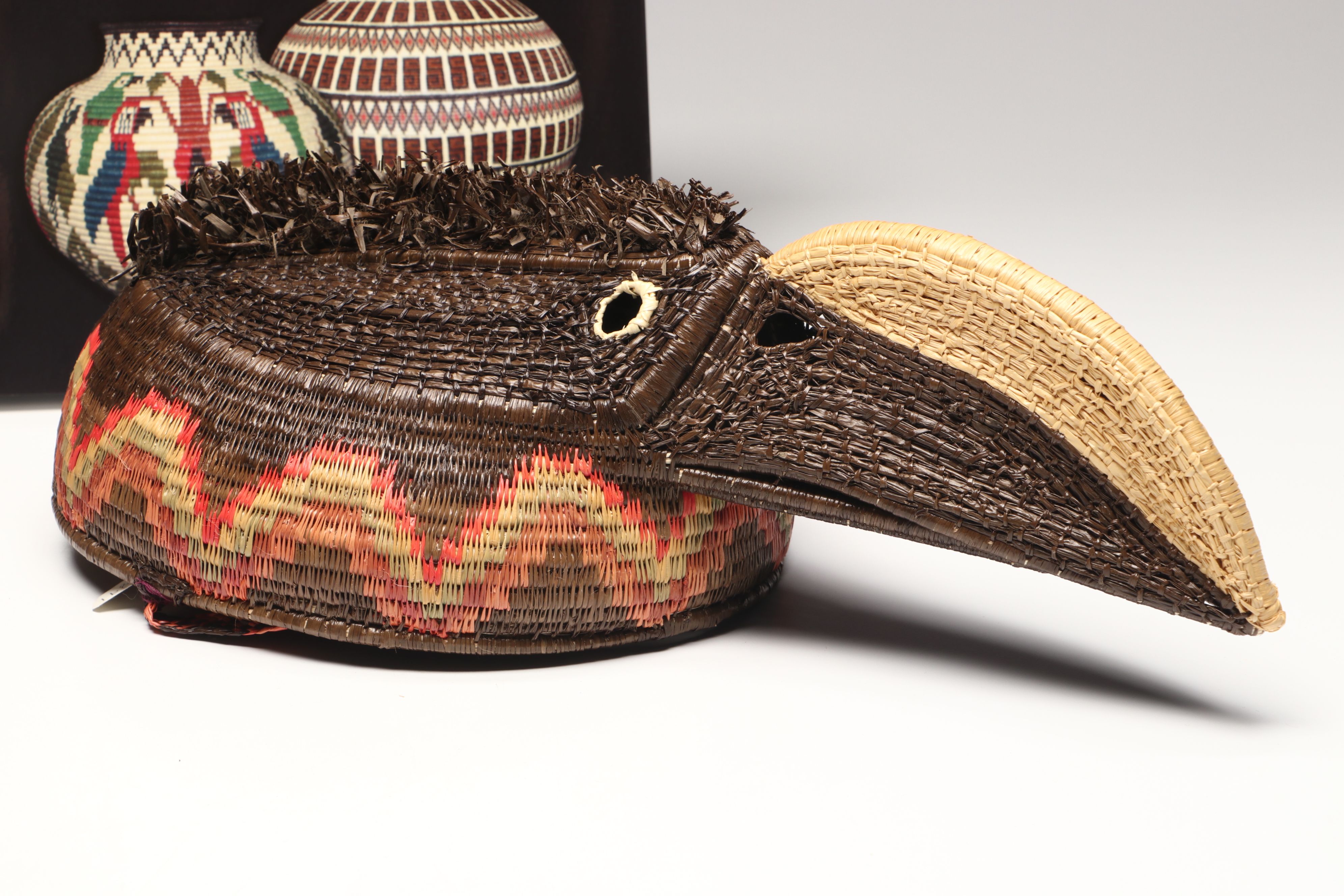 Panamanian Emberá-Wounaan Chunga Fiber Eagle and Other Basketry Mask