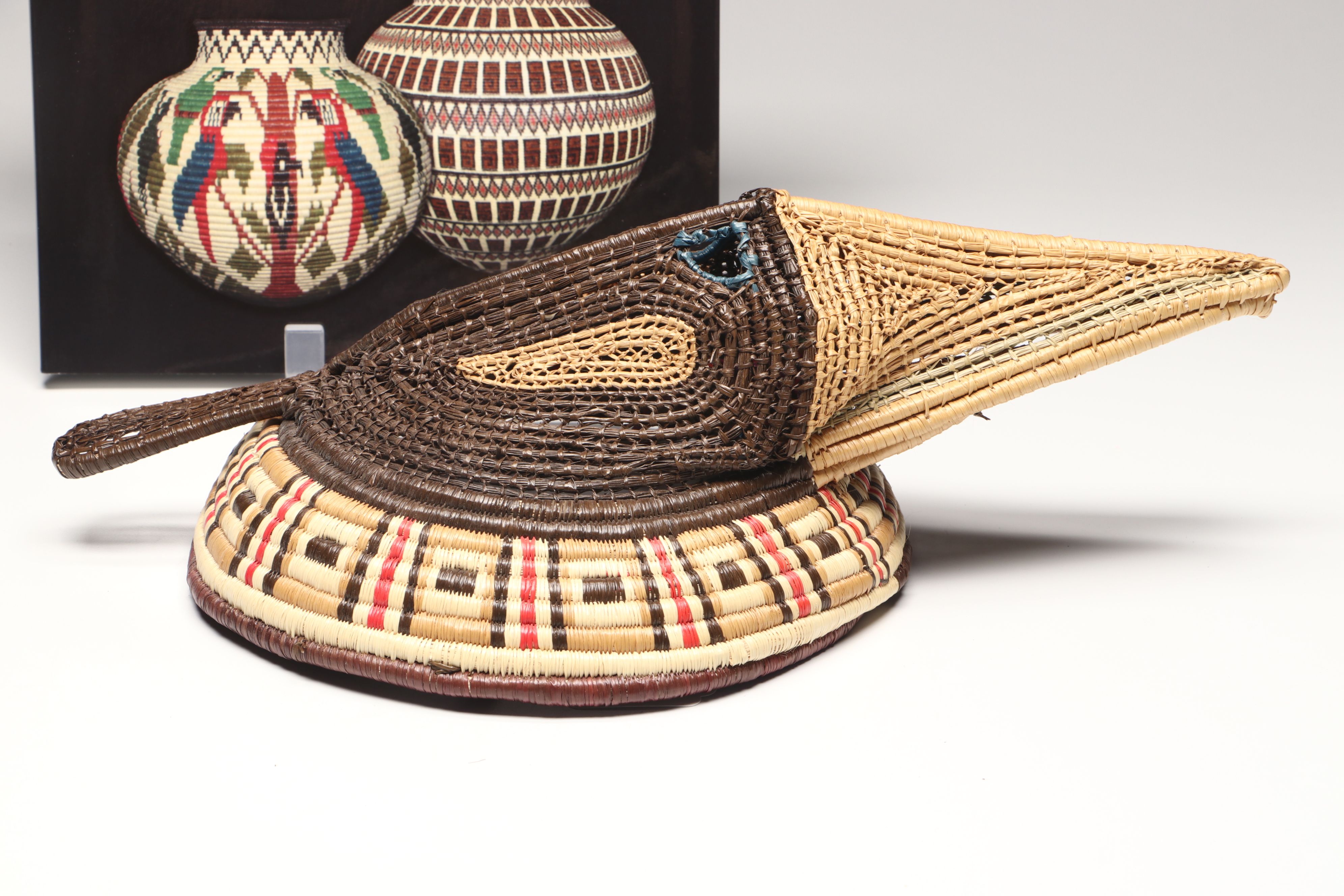 Panamanian Emberá-Wounaan Chunga Fiber Eagle and Other Basketry Mask
