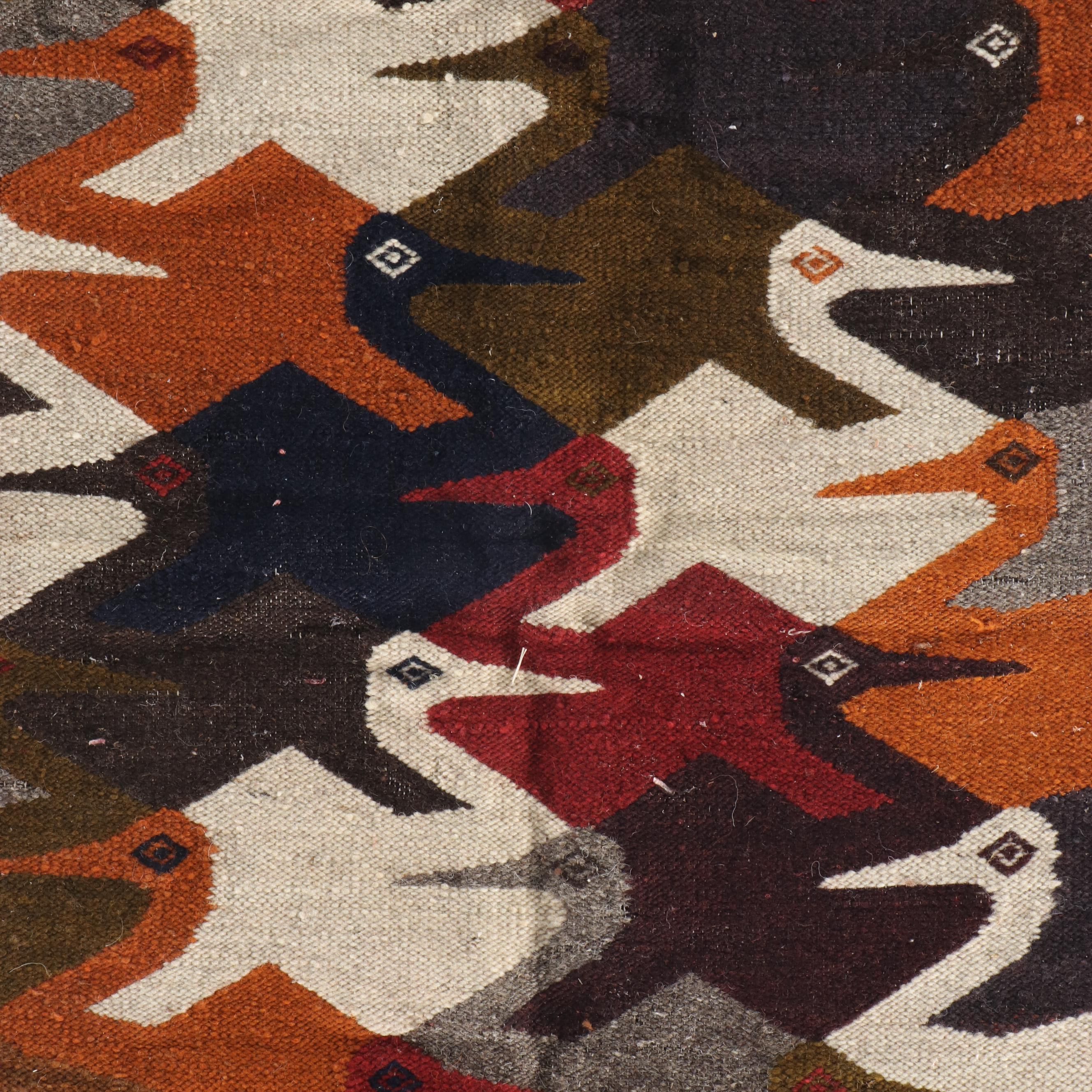2'2 x 3'11 Handwoven Ecuadorian Accent Rug with Optic Bird Design