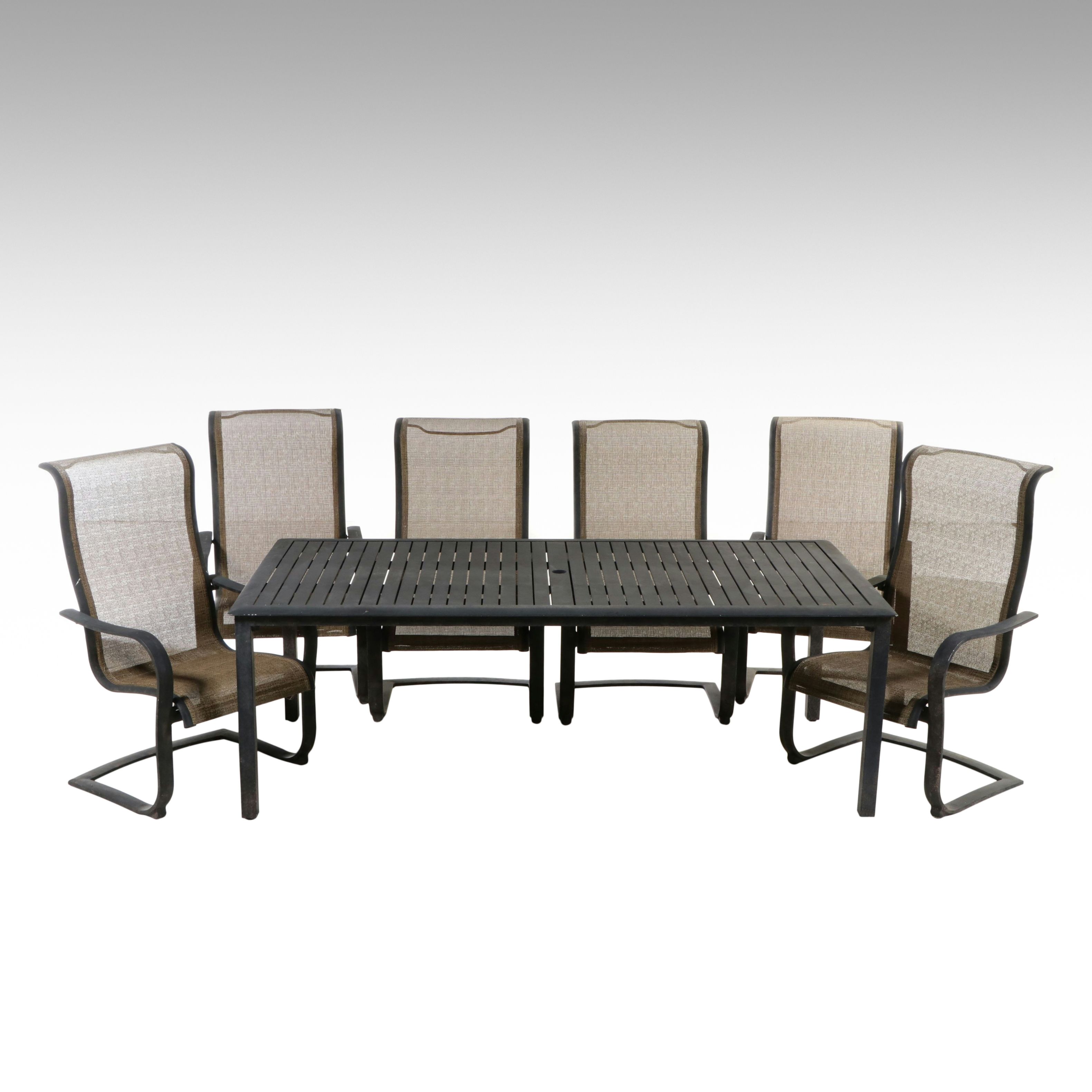 Contemporary Seven-Piece Metal Framed Patio Dining Set