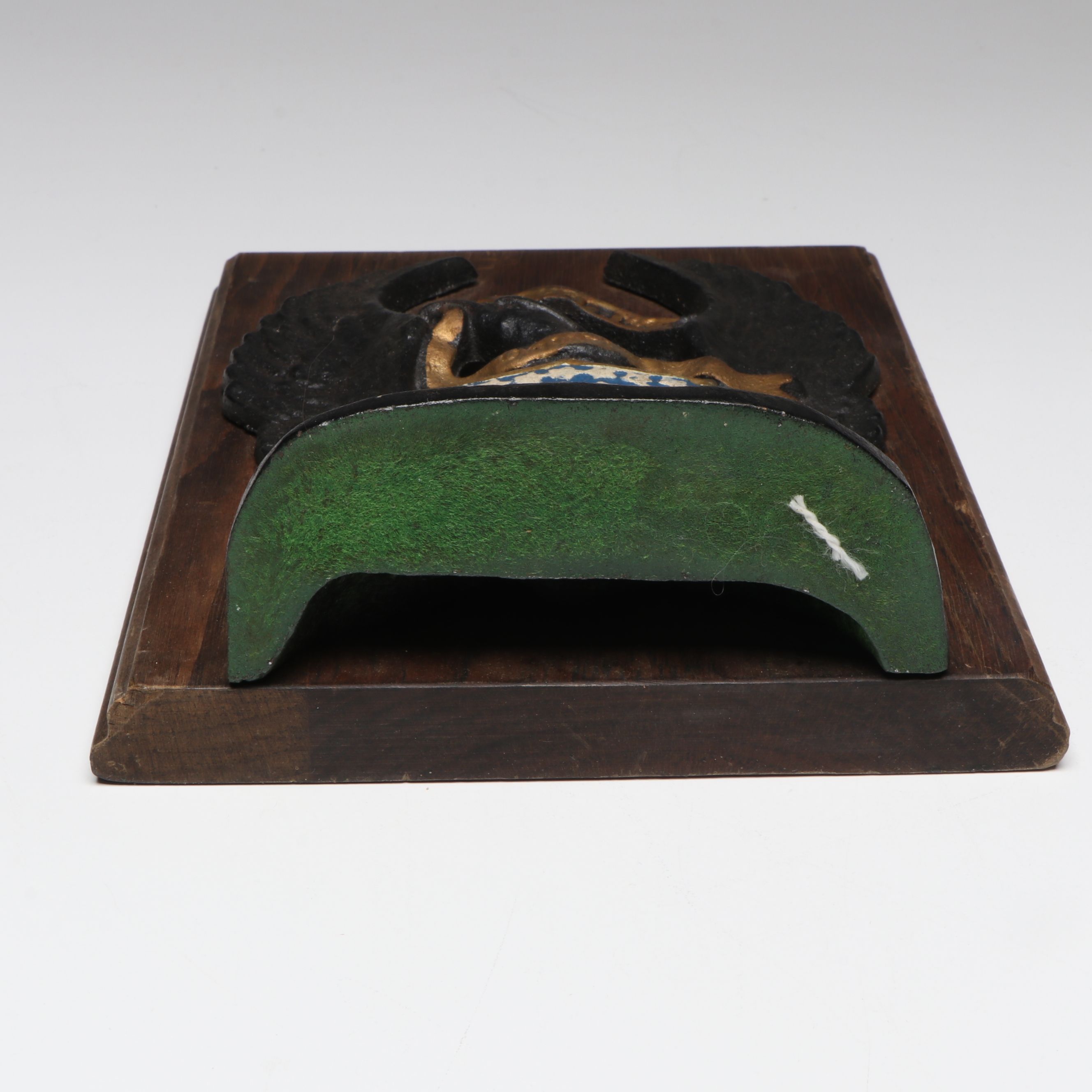 Cold-Painted Cast Iron and Wood Federal Eagle Bookends, 20th Century