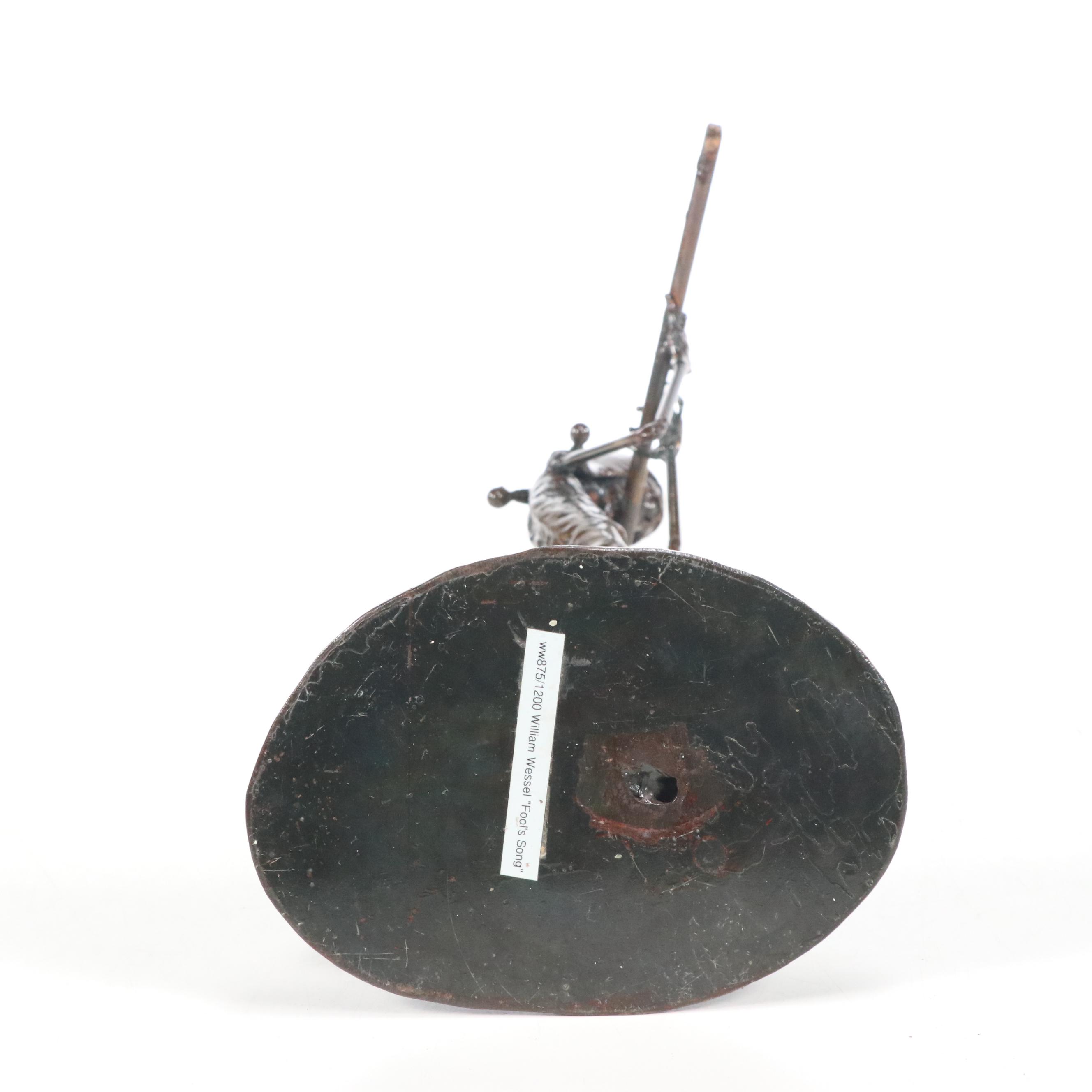 William Wessel Bronze Sculpture of Flutist "Fool's Song"