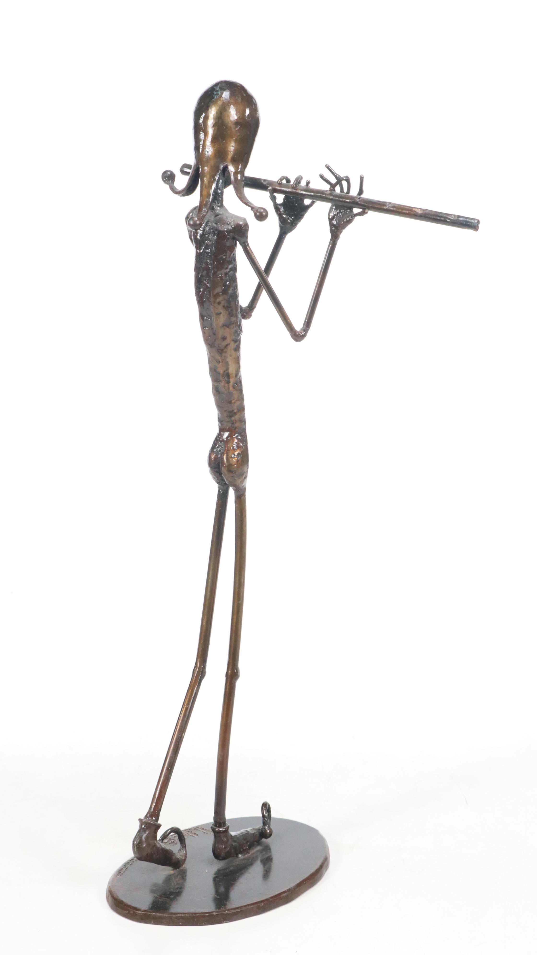 William Wessel Bronze Sculpture of Flutist "Fool's Song"