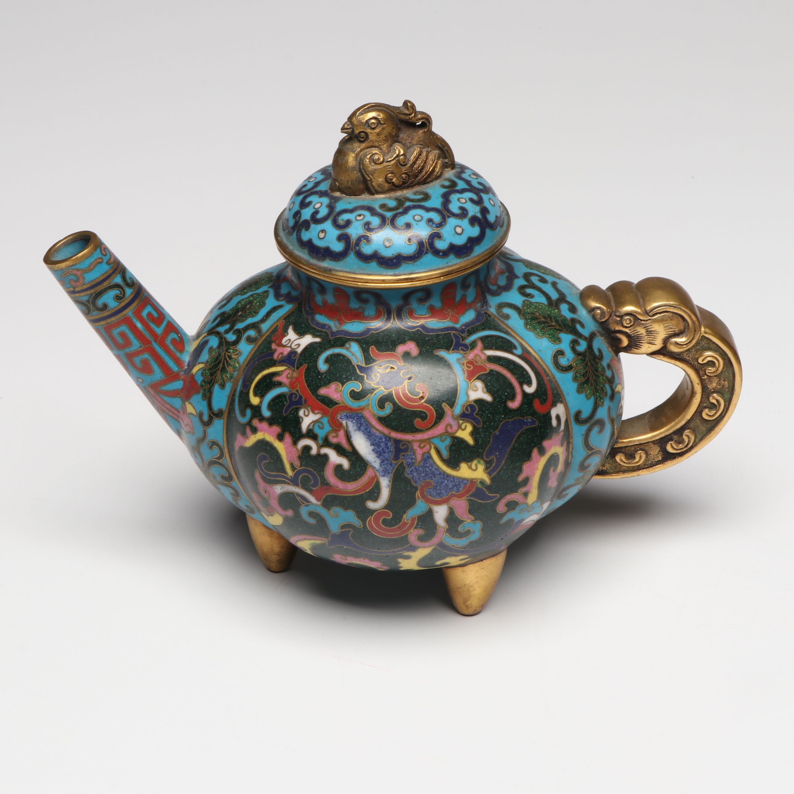 Cloisonné Enamel Vases, Figurines, Tea Pot, and More Table Accessories