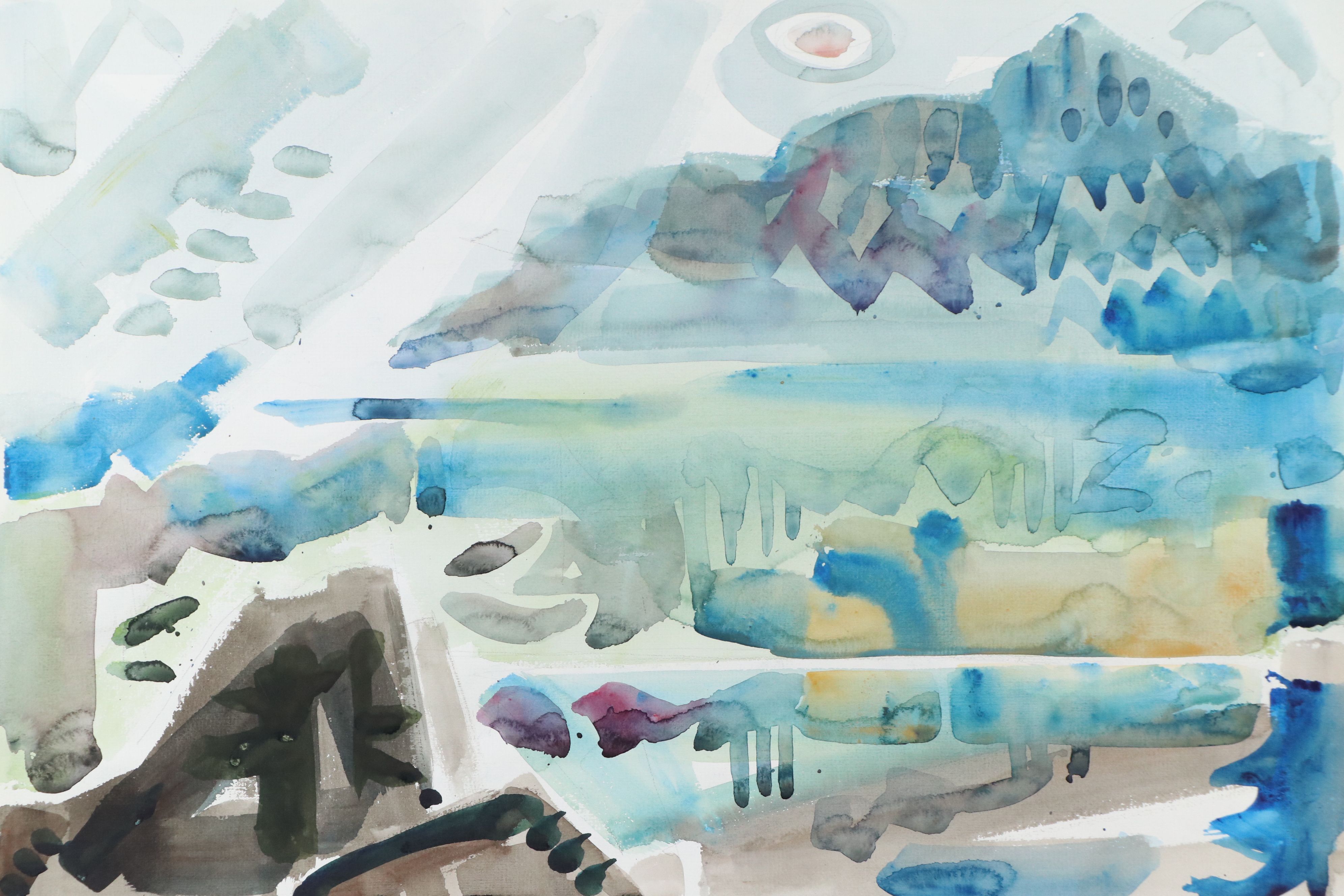 Jack Meanwell Watercolor Painting: Abstract, 1977