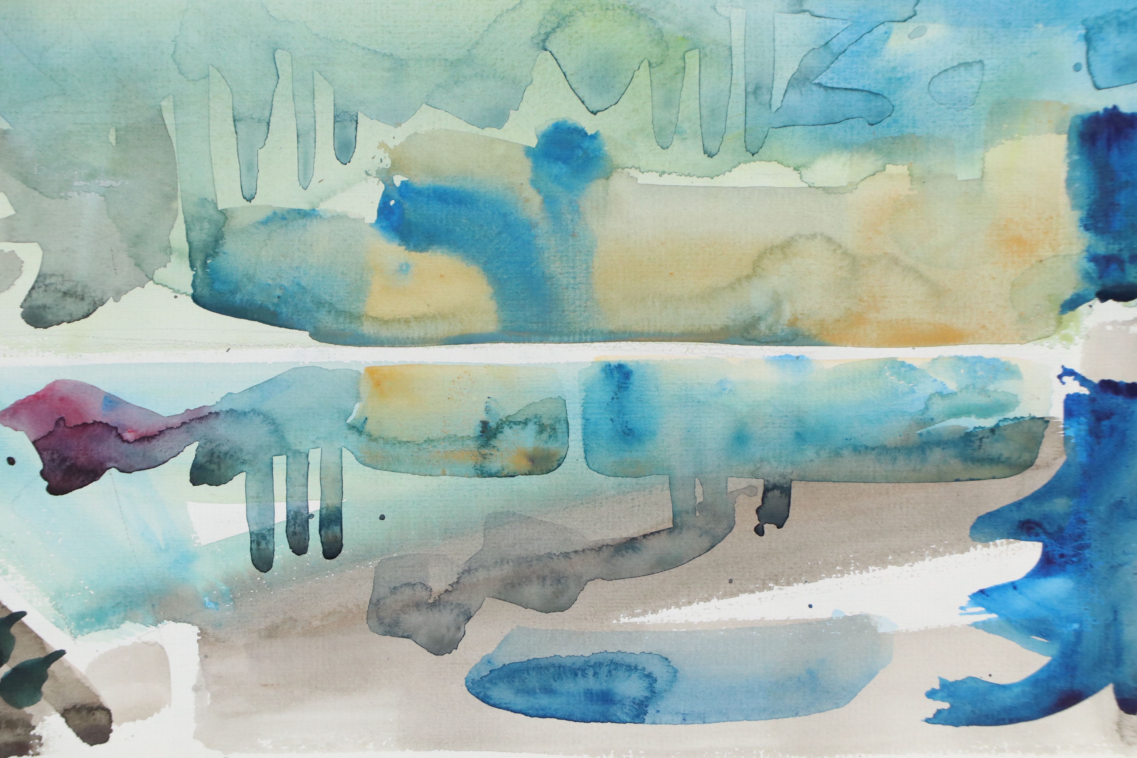 Jack Meanwell Watercolor Painting: Abstract, 1977