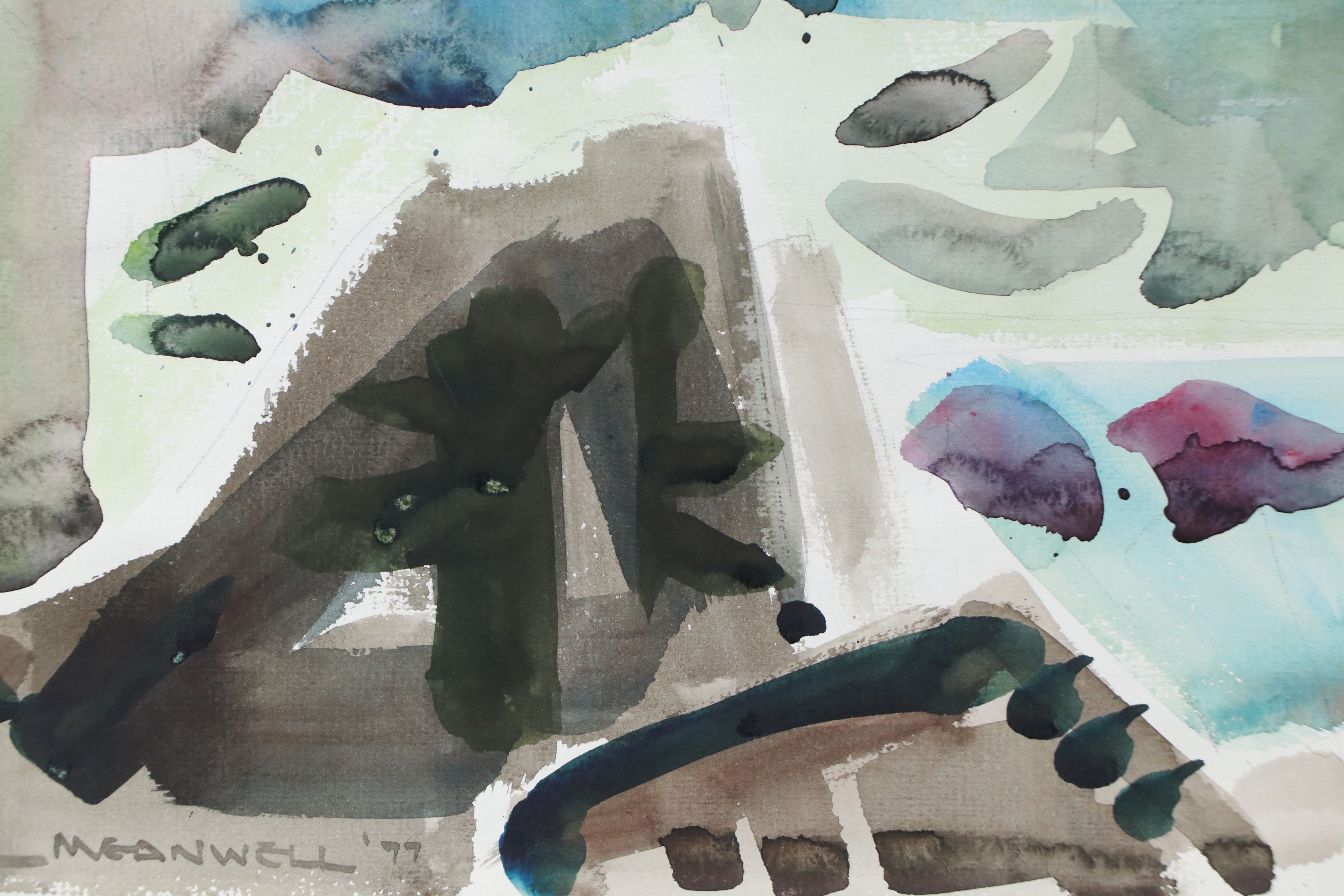 Jack Meanwell Watercolor Painting: Abstract, 1977