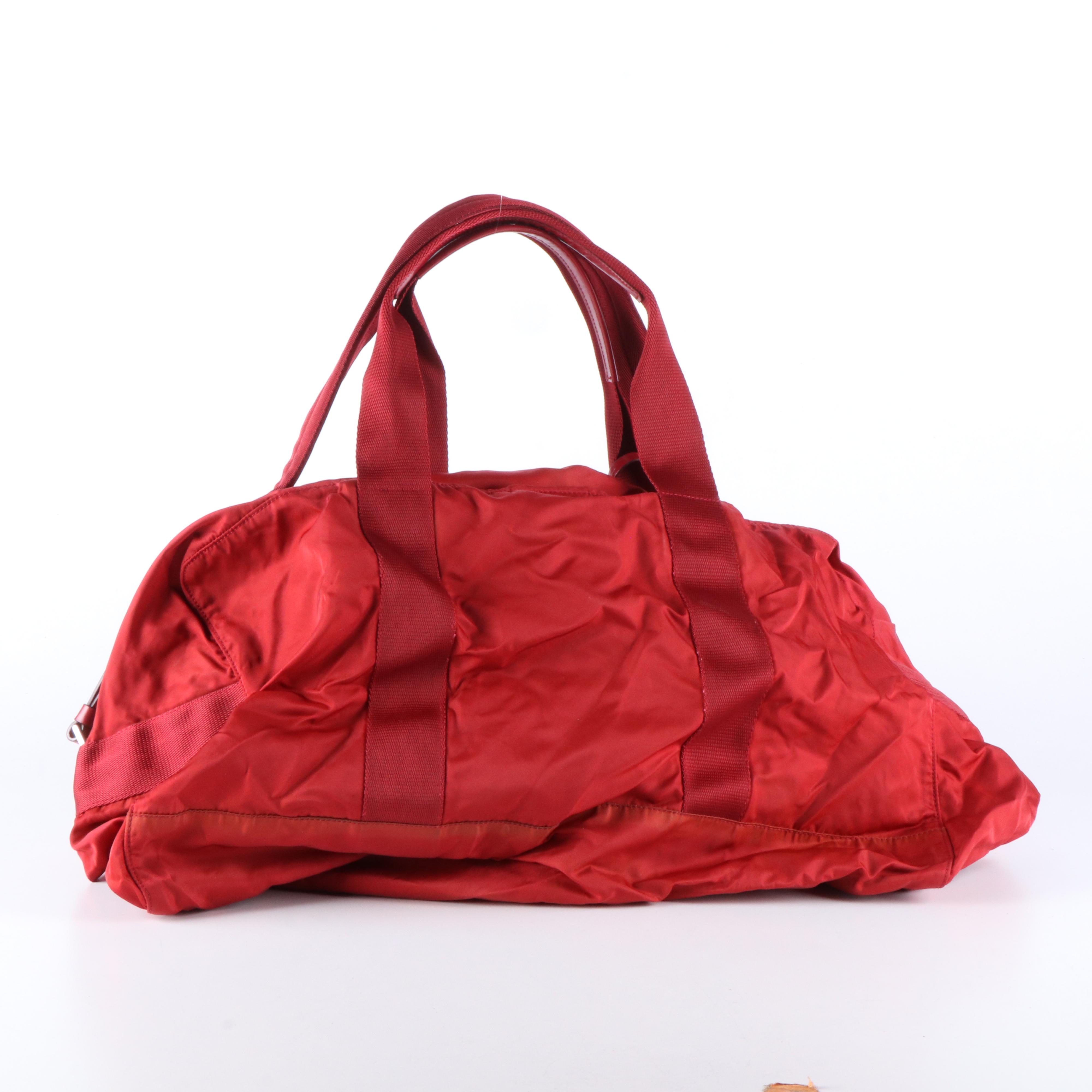 Prada Duffle Bag in Cherry Red Nylon