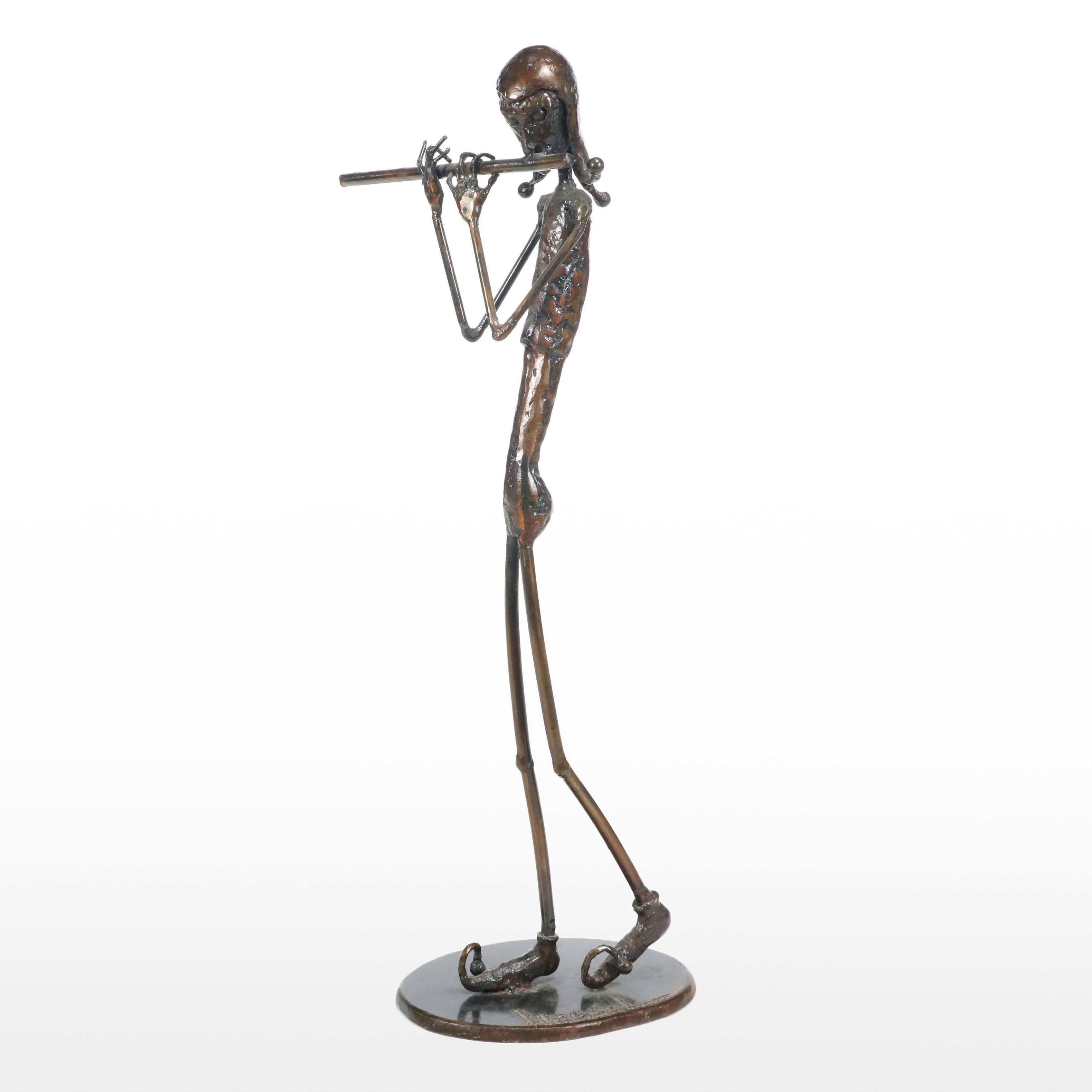 William Wessel Bronze Sculpture of Flutist "Fool's Song"