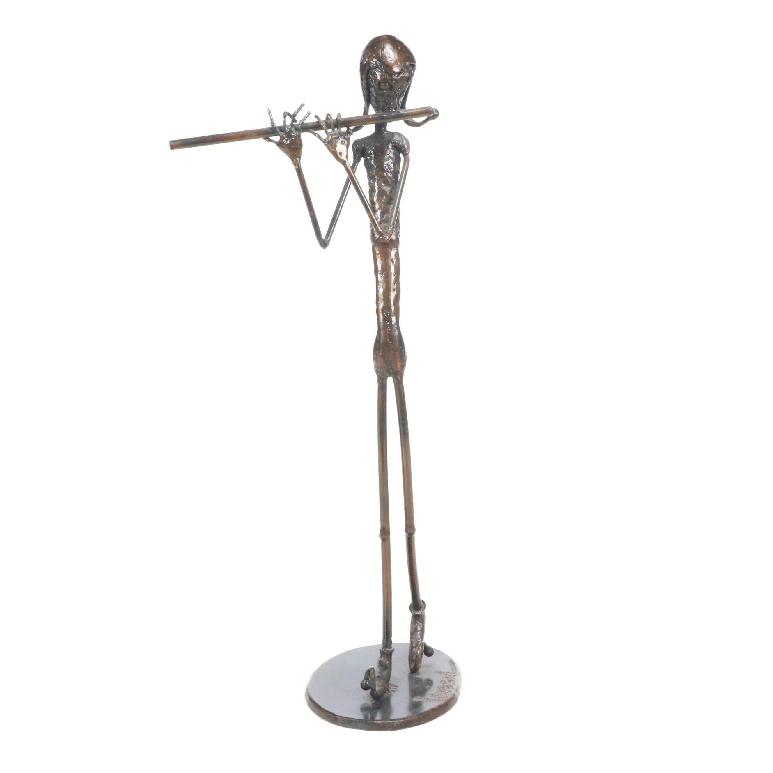 William Wessel Bronze Sculpture of Flutist "Fool's Song"