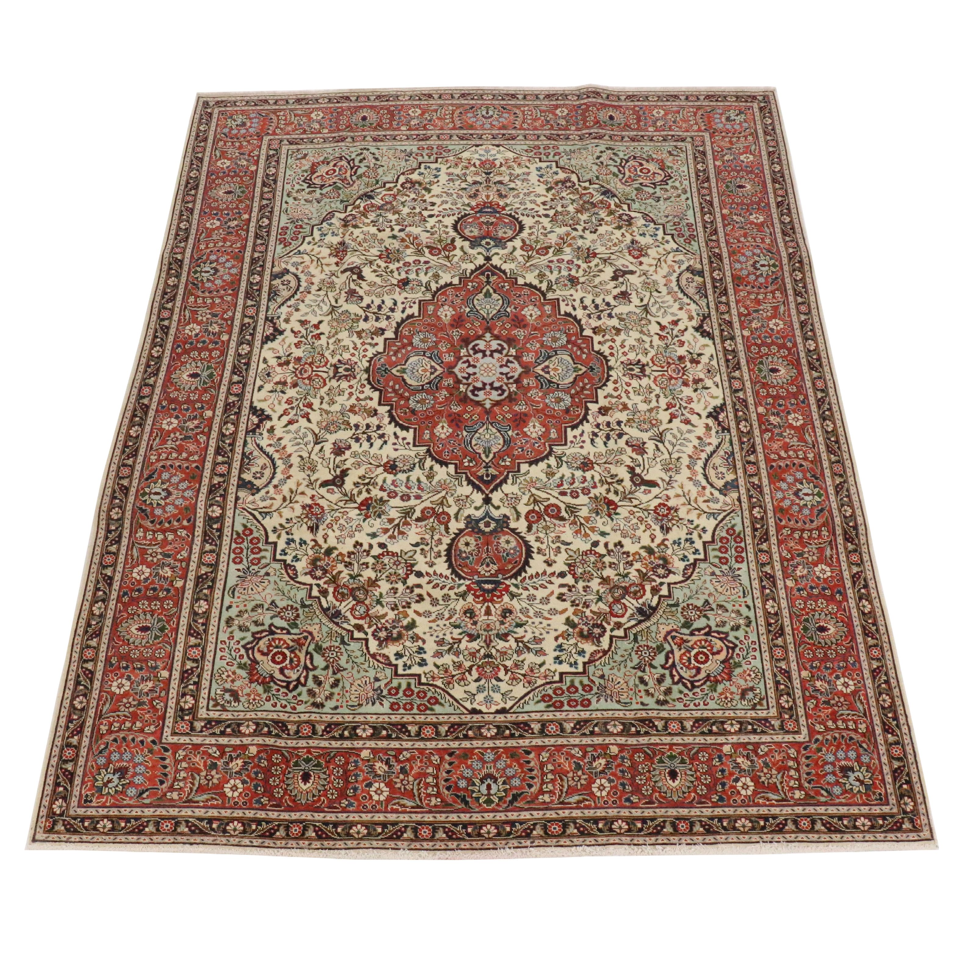 8' x 11'3 Hand-Knotted Indo-Persian Kashan Area Rug