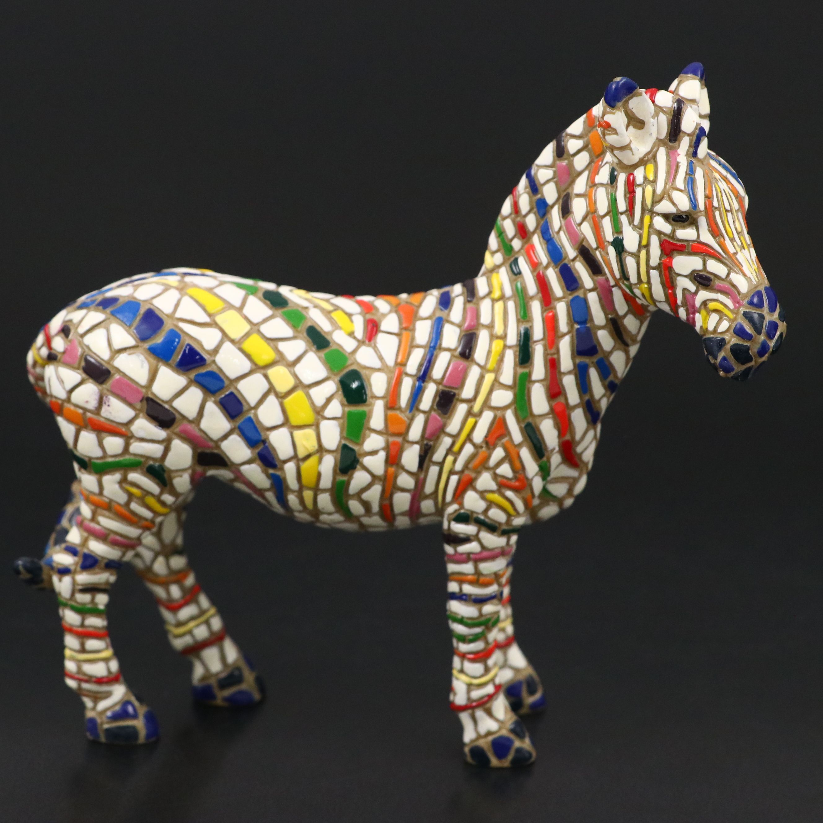 Barcino Designs "Classic Regenboog Zebra" Mosaic Figurine