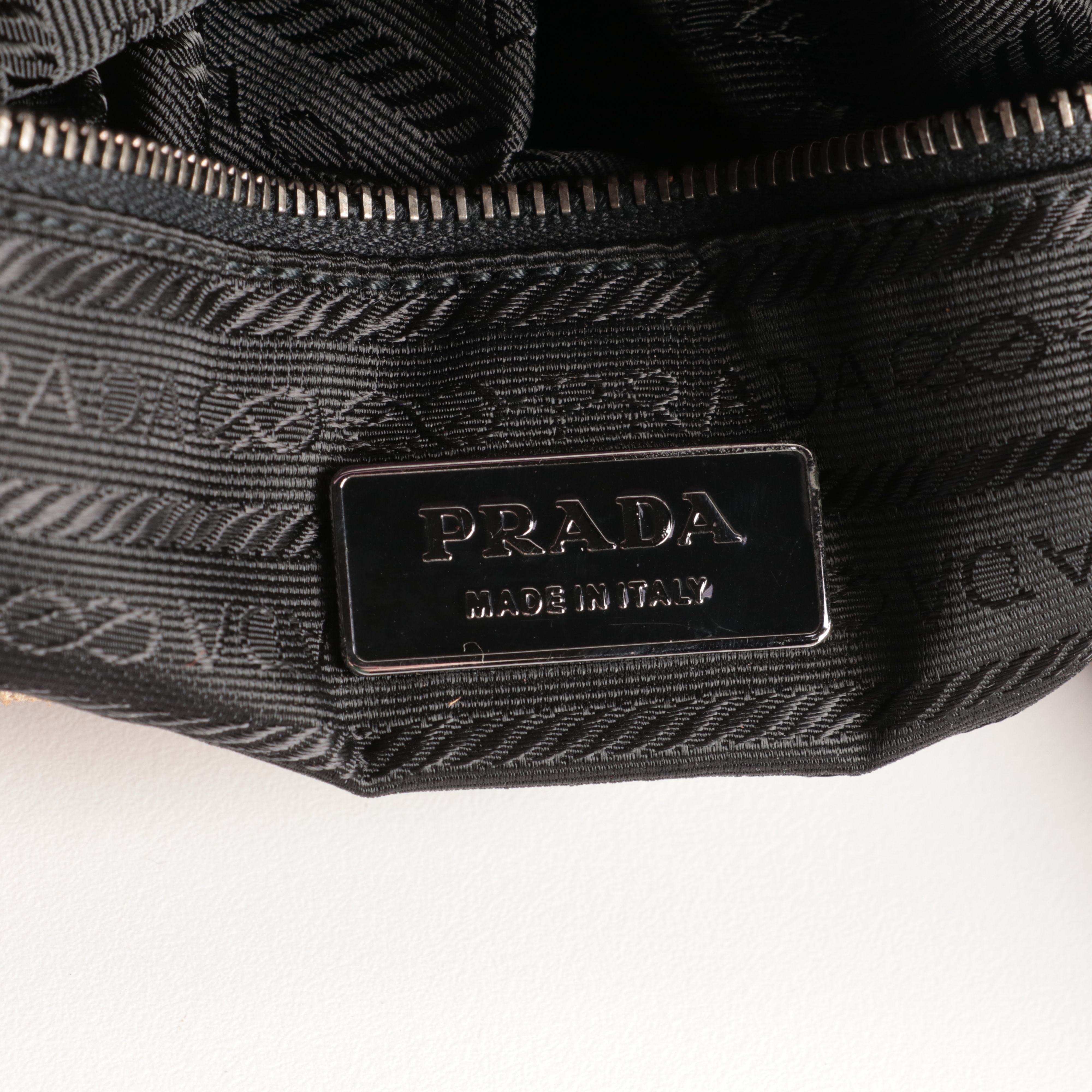 Prada Tote Bag in Beige Canvas and Purple Leather