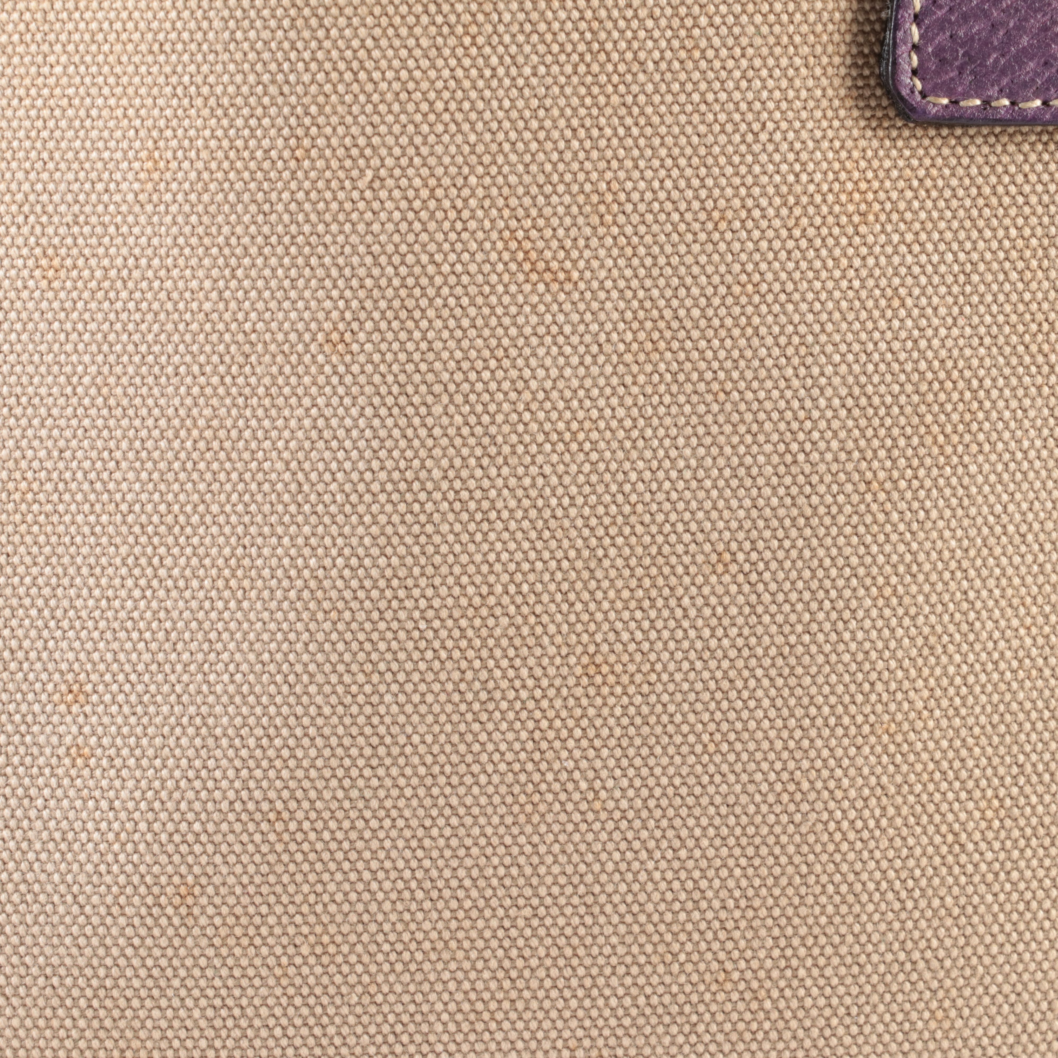 Prada Tote Bag in Beige Canvas and Purple Leather