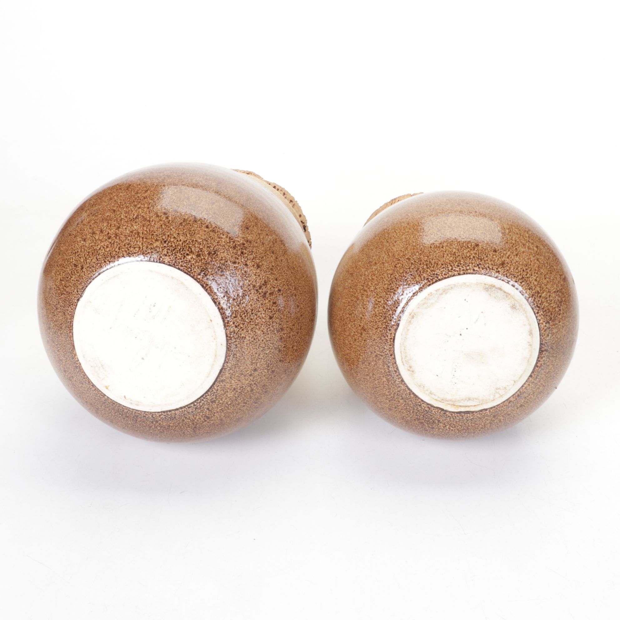 Wheel-Thrown Pottery Canister Set with Rustic Cork Stoppers, 1987