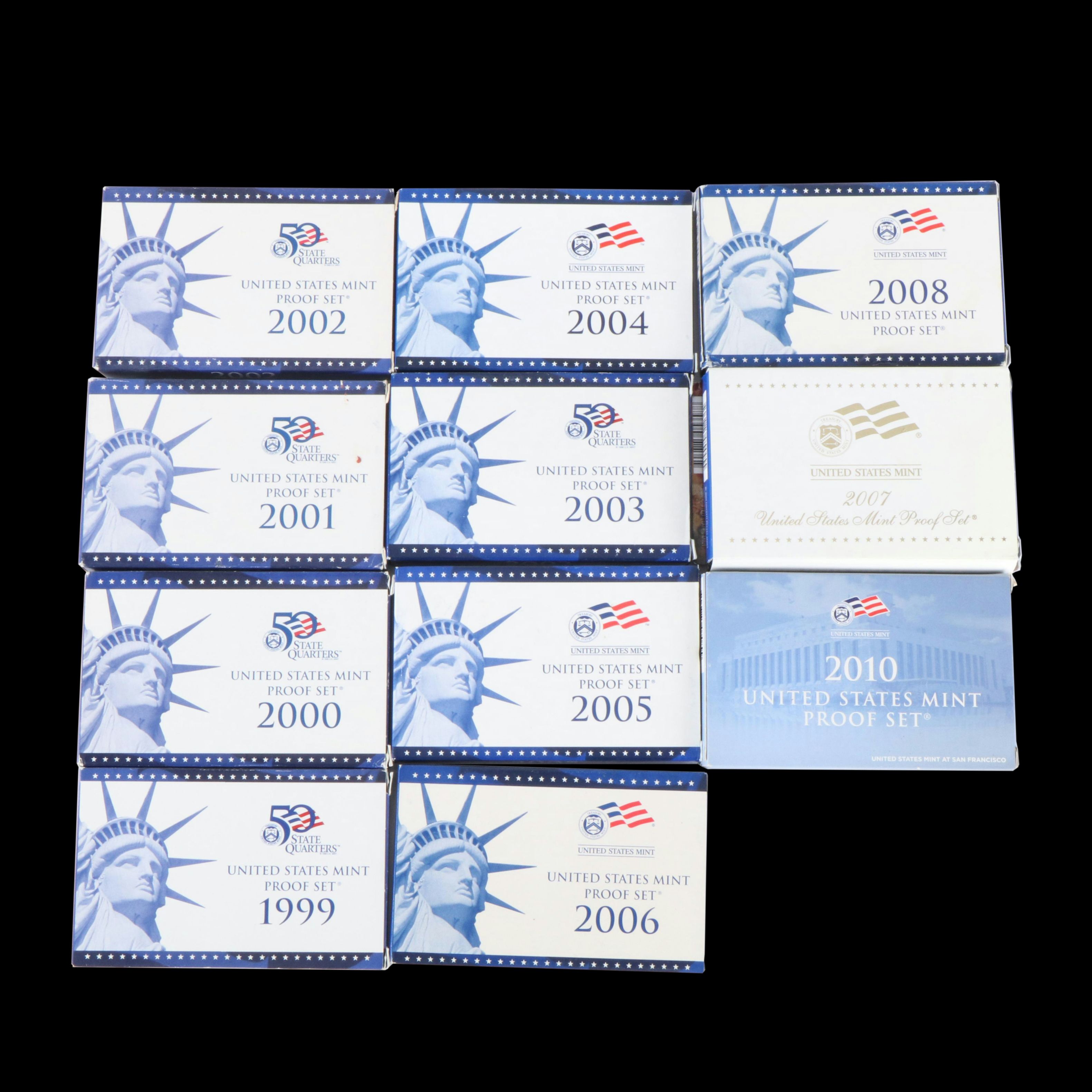 Set of U.S. Proof State Quarters 1999-2008 and 2010