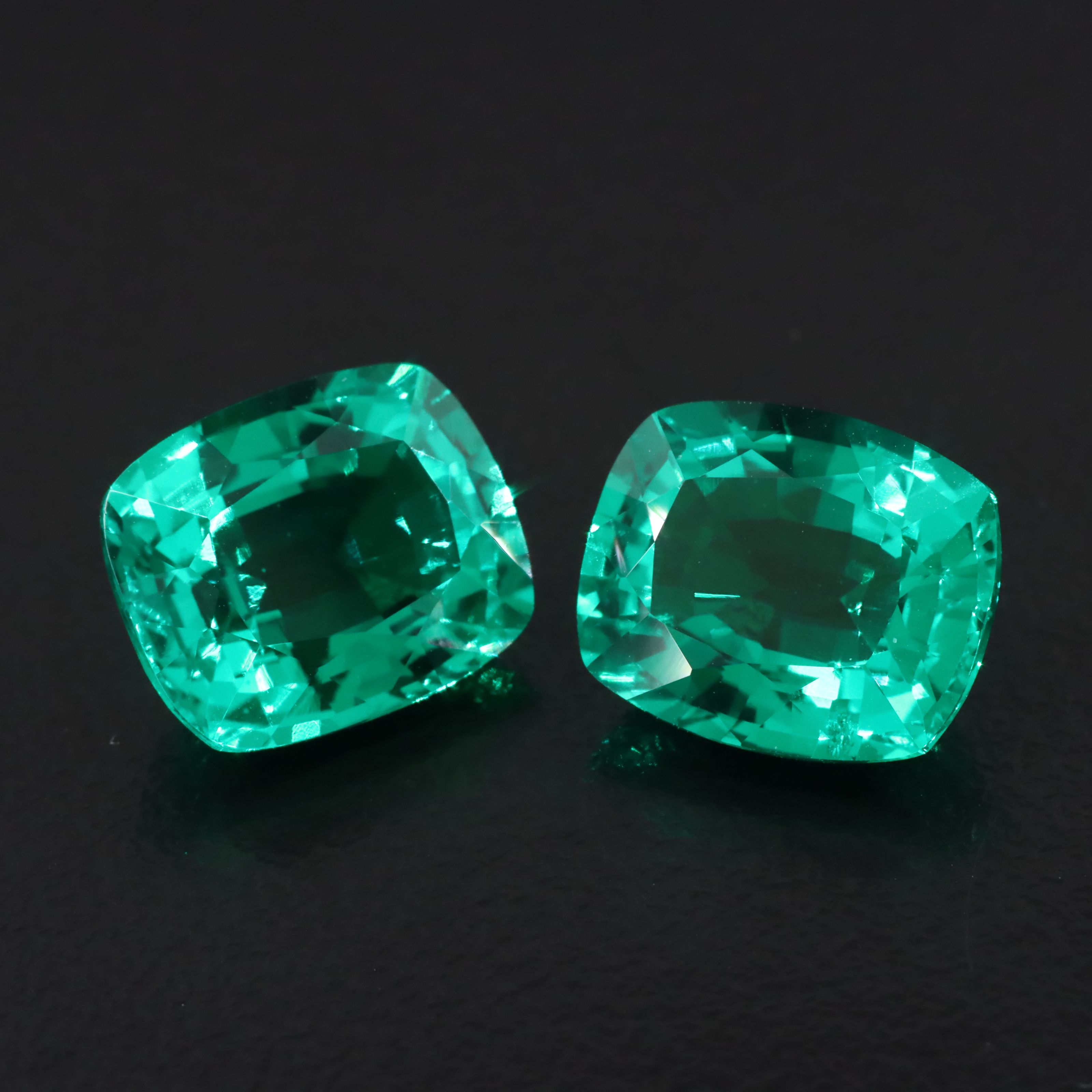 Loose 8.45 CTW Matched Pair Lab Grown Emeralds