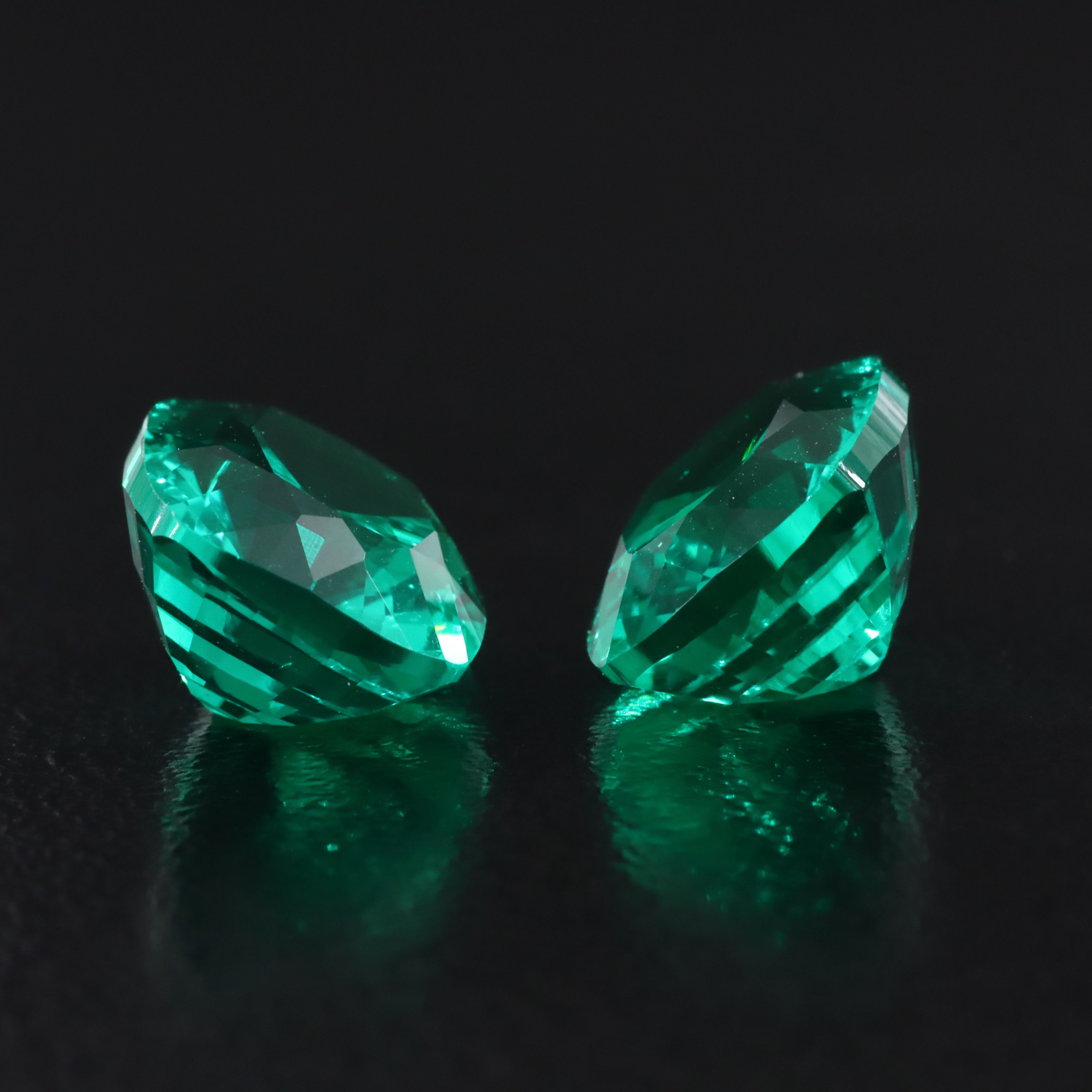 Loose 8.45 CTW Matched Pair Lab Grown Emeralds