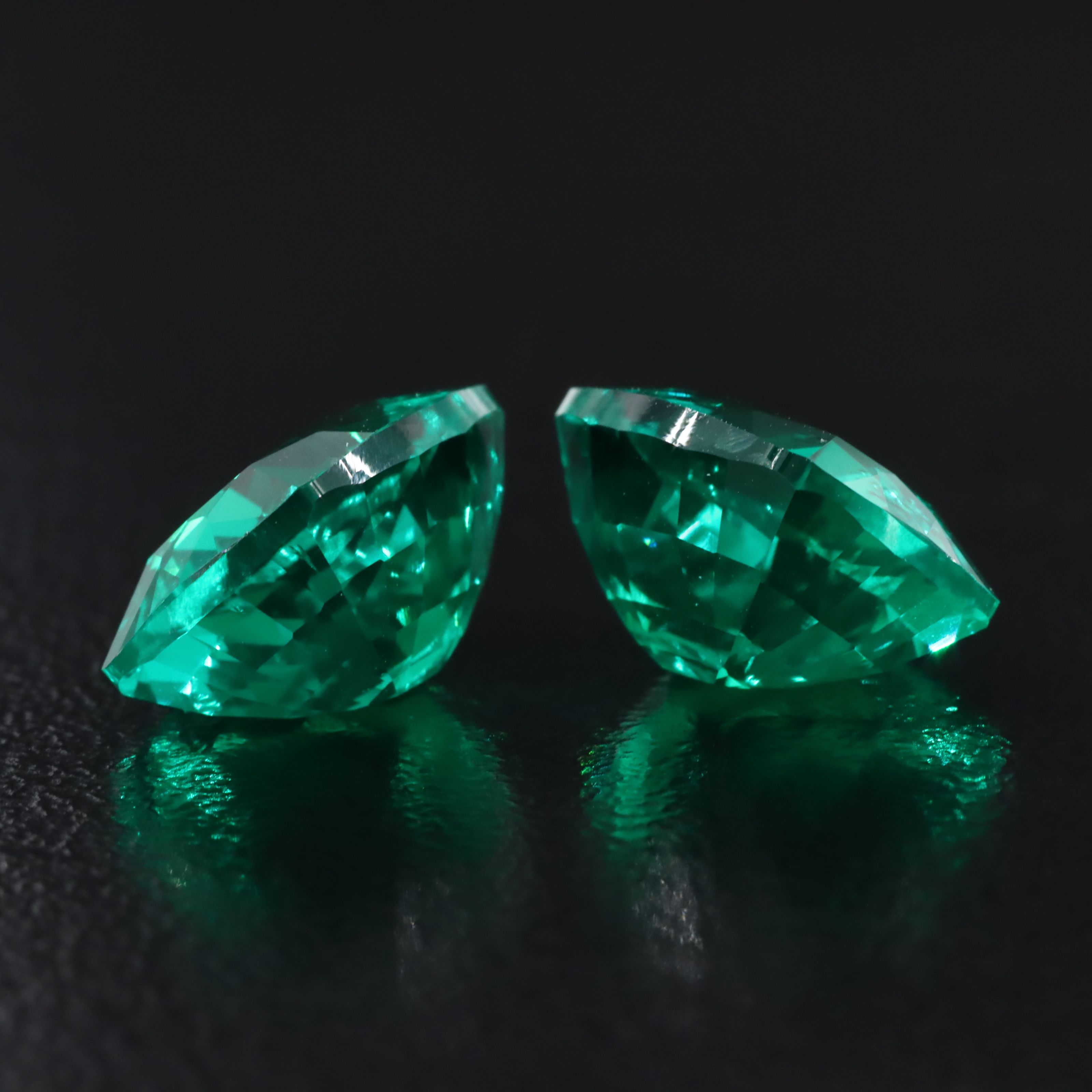 Loose 8.45 CTW Matched Pair Lab Grown Emeralds