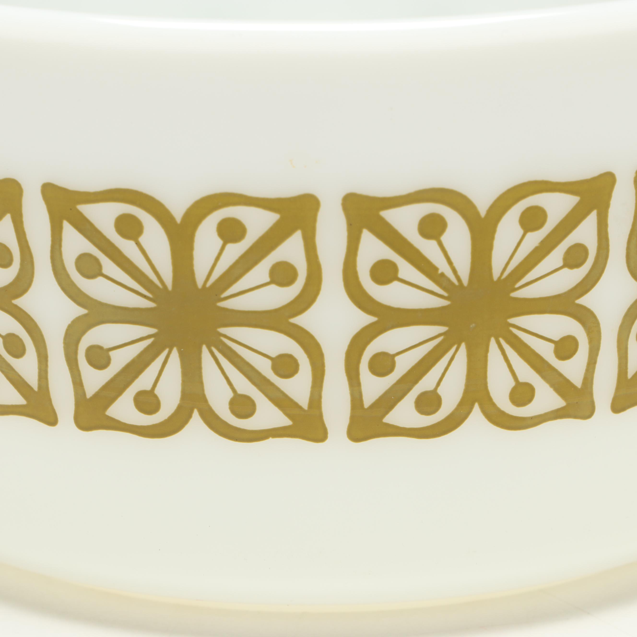 Pyrex "Crazy Daisy" Cinderella Mixing Bowls with "Verde" Round Casseroles