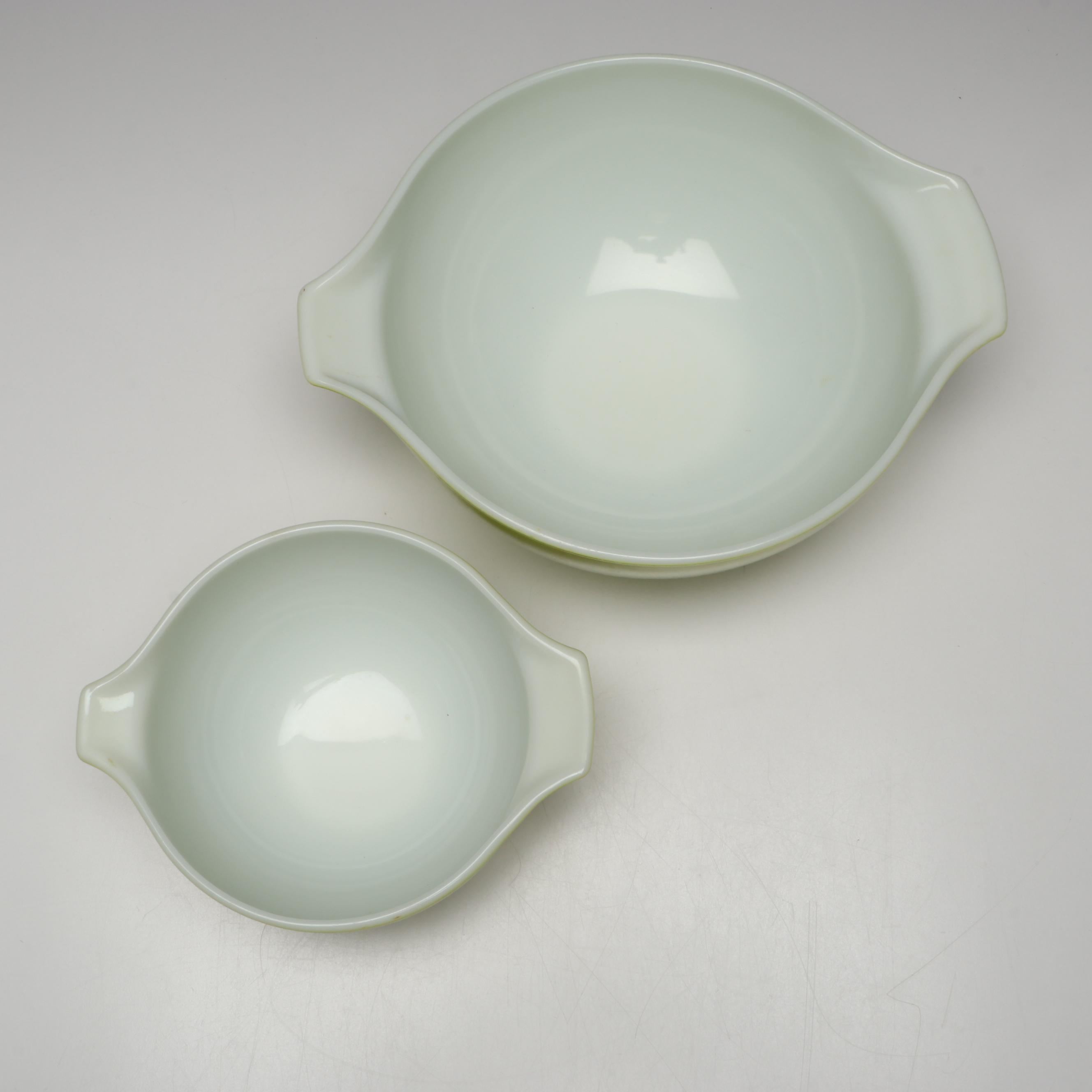 Pyrex "Crazy Daisy" Cinderella Mixing Bowls with "Verde" Round Casseroles